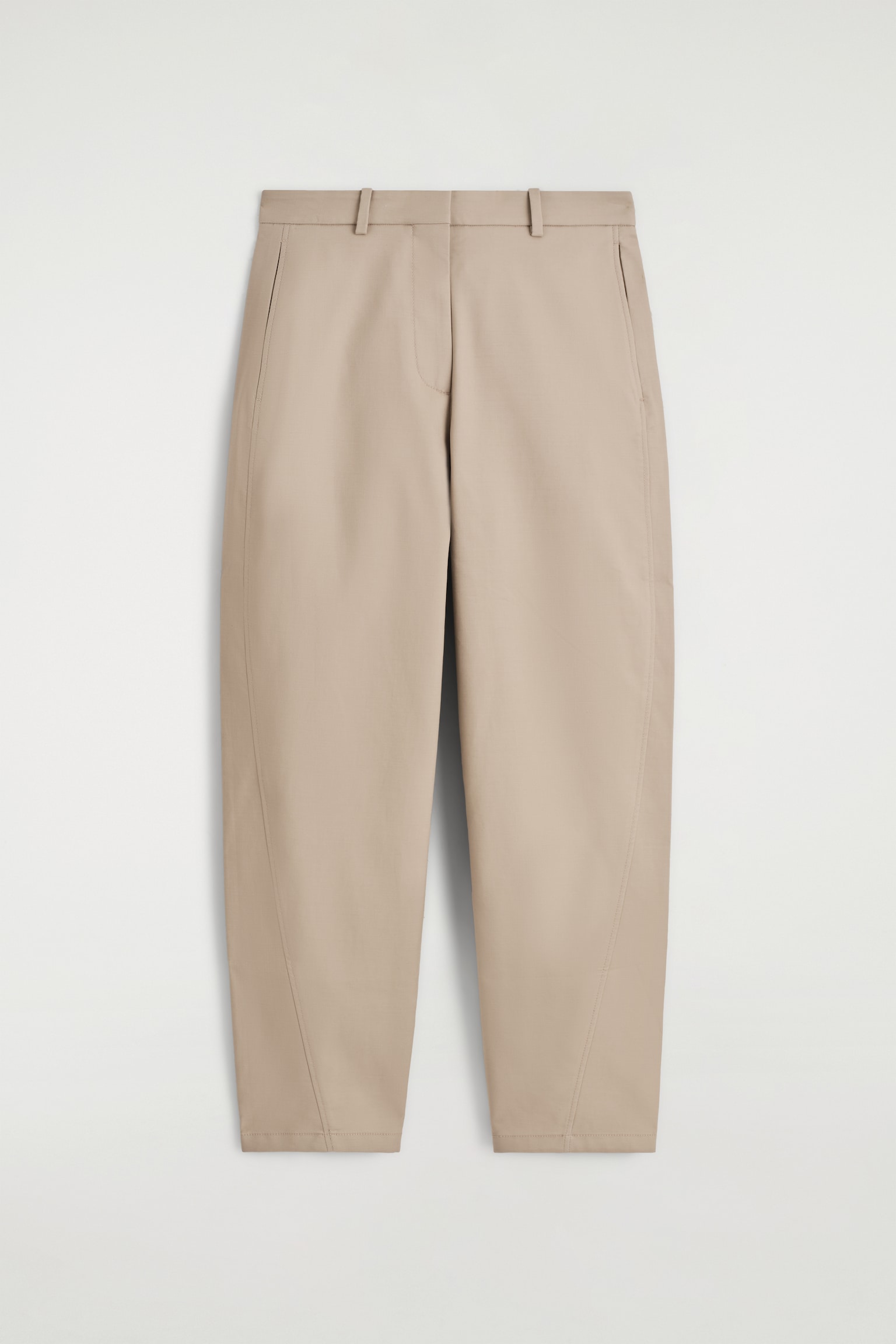 BARREL-LEG COTTON CHINOS - BEIGE/NAVY