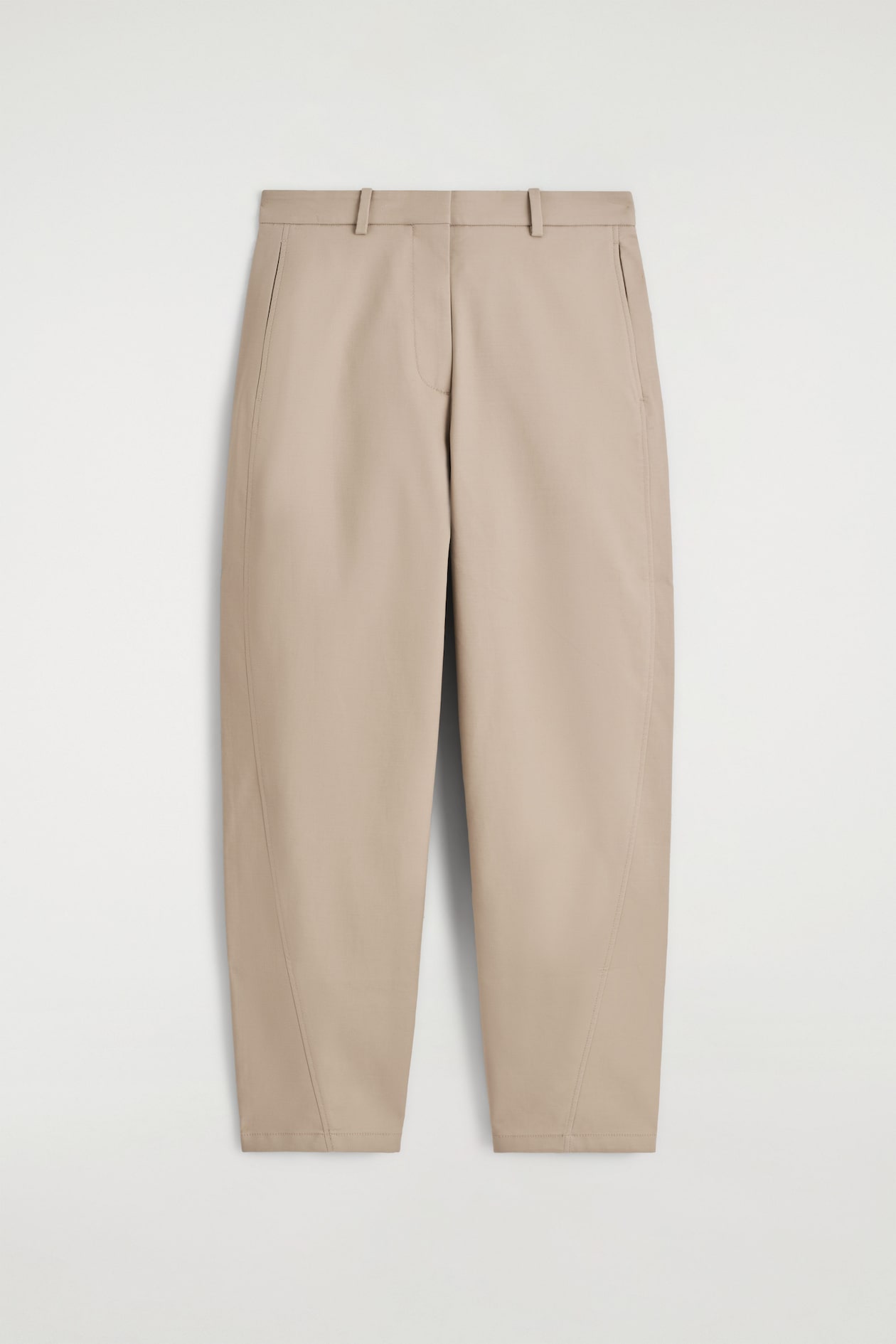 BARREL-LEG COTTON CHINOS — BEIGE