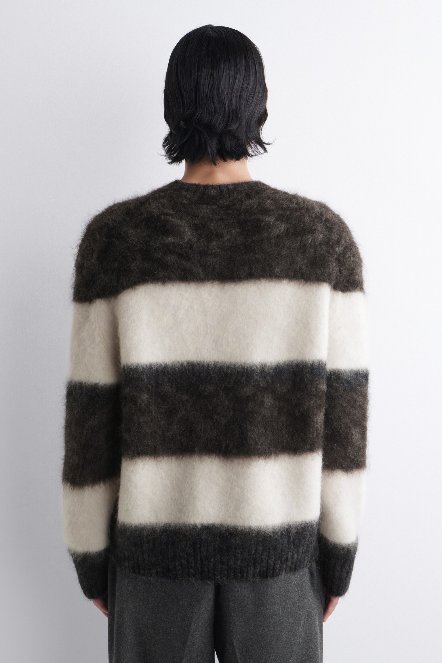 COLOUR-BLOCK MOHAIR CREW-NECK JUMPER - BROWN / CREAM / NAVY - 6