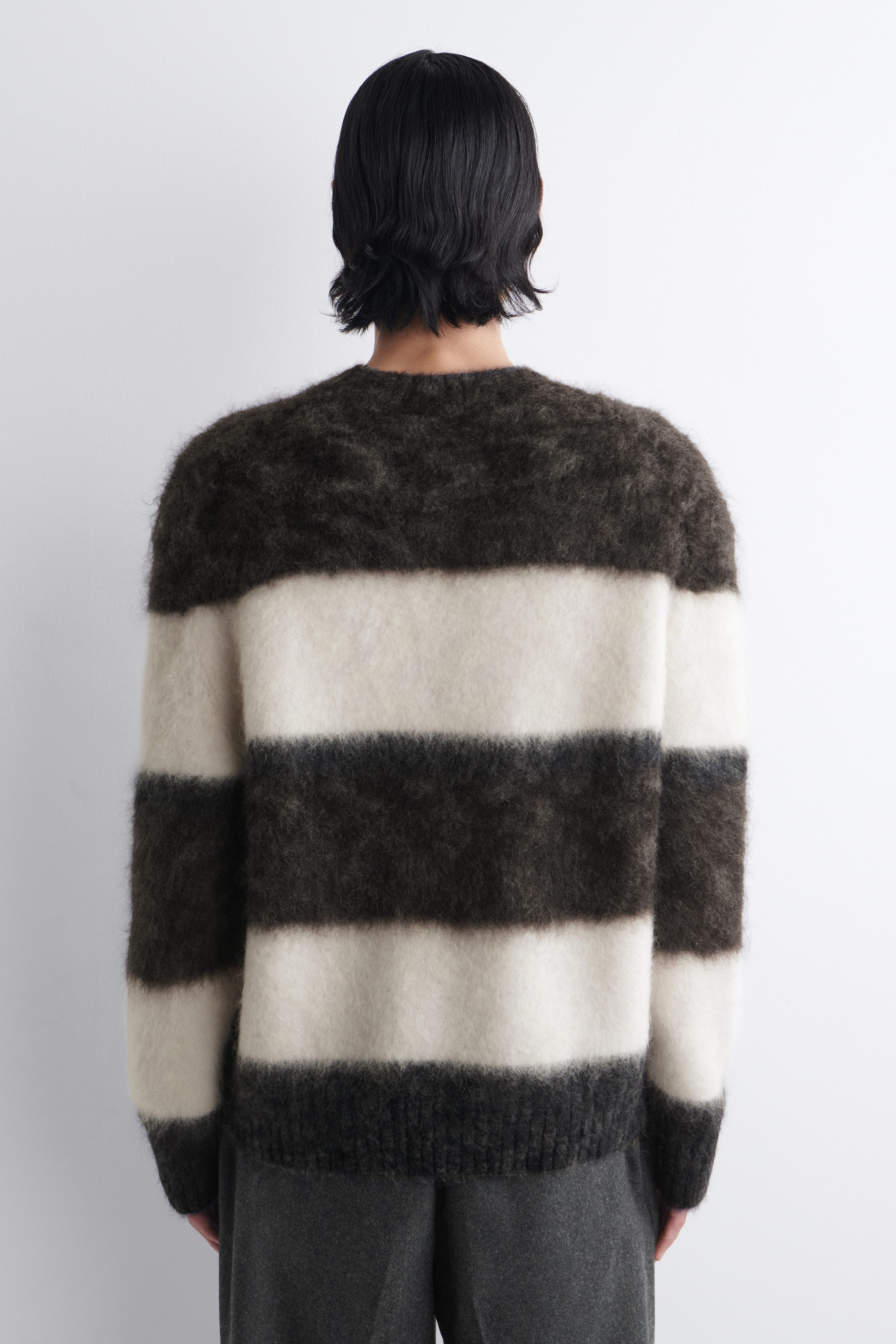 COLOUR-BLOCK MOHAIR CREW-NECK JUMPER - BROWN / CREAM / NAVY | COS