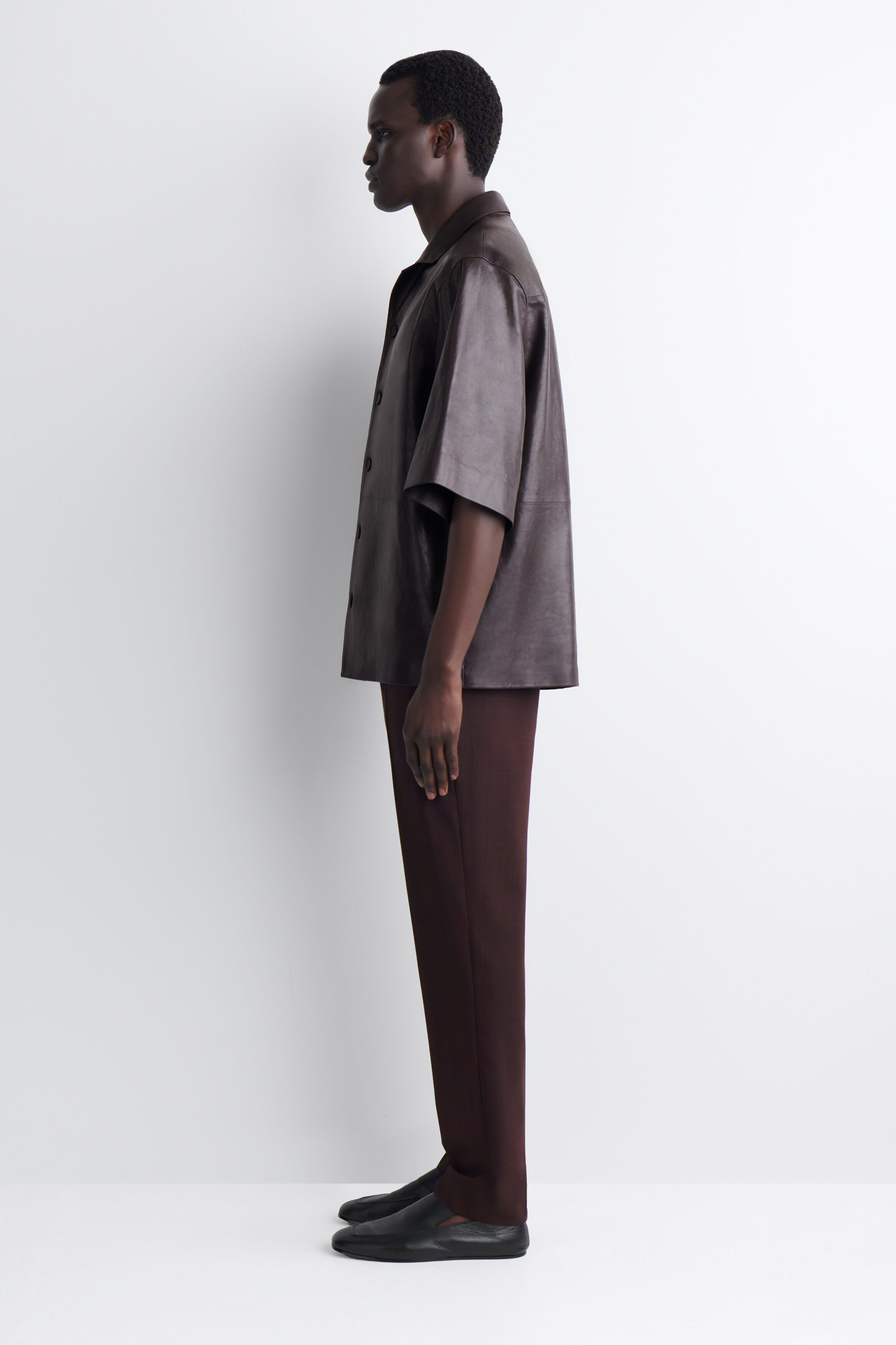 TEXTURED-LEATHER SHIRT - BITTER CHOCOLATE | COS US