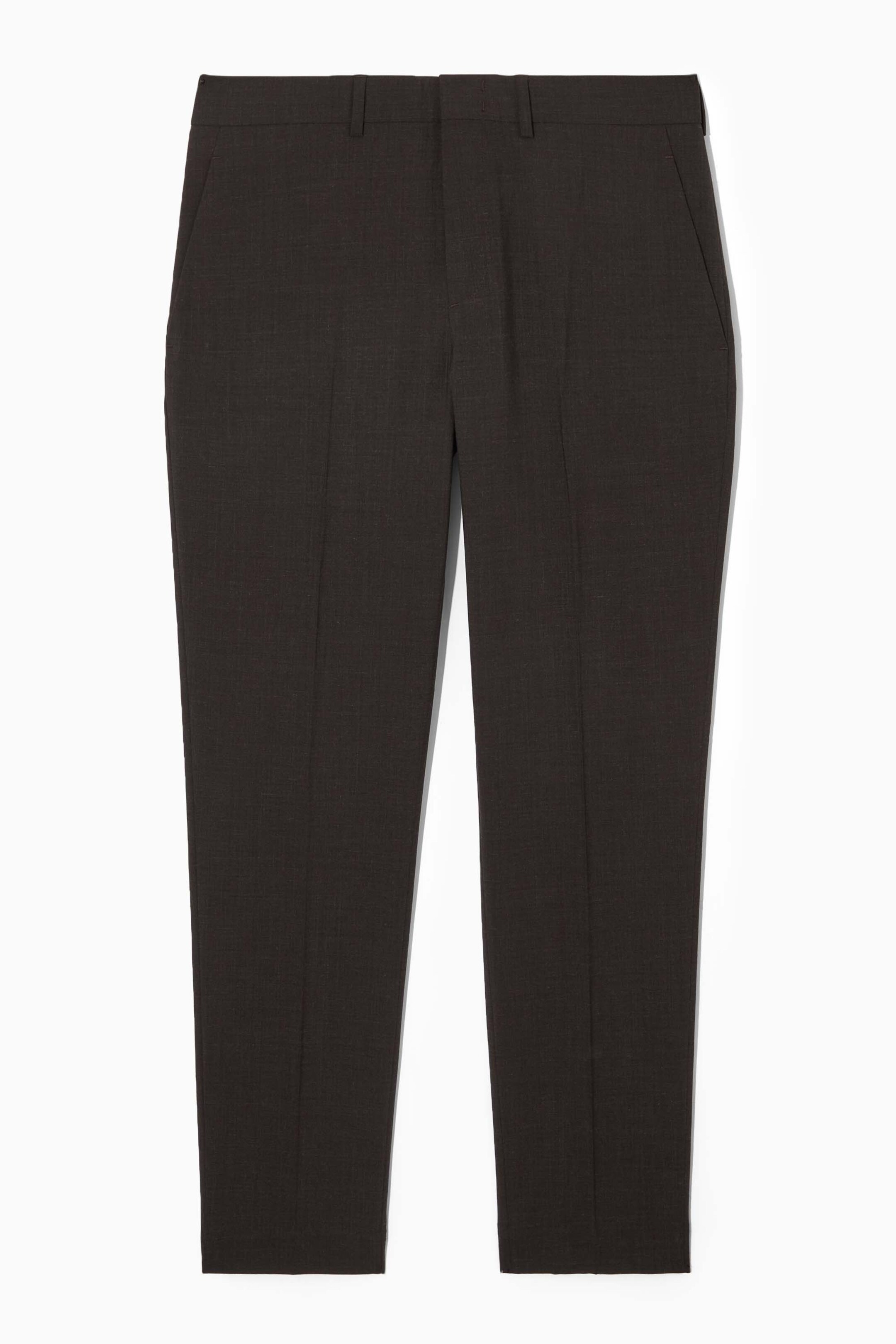 Ingrandisci l'immagine: SLIM WOOL MÉLANGE TAPERED TROUSERS - DARK BROWN MÉLANGE - UOMO | H&M CH 1