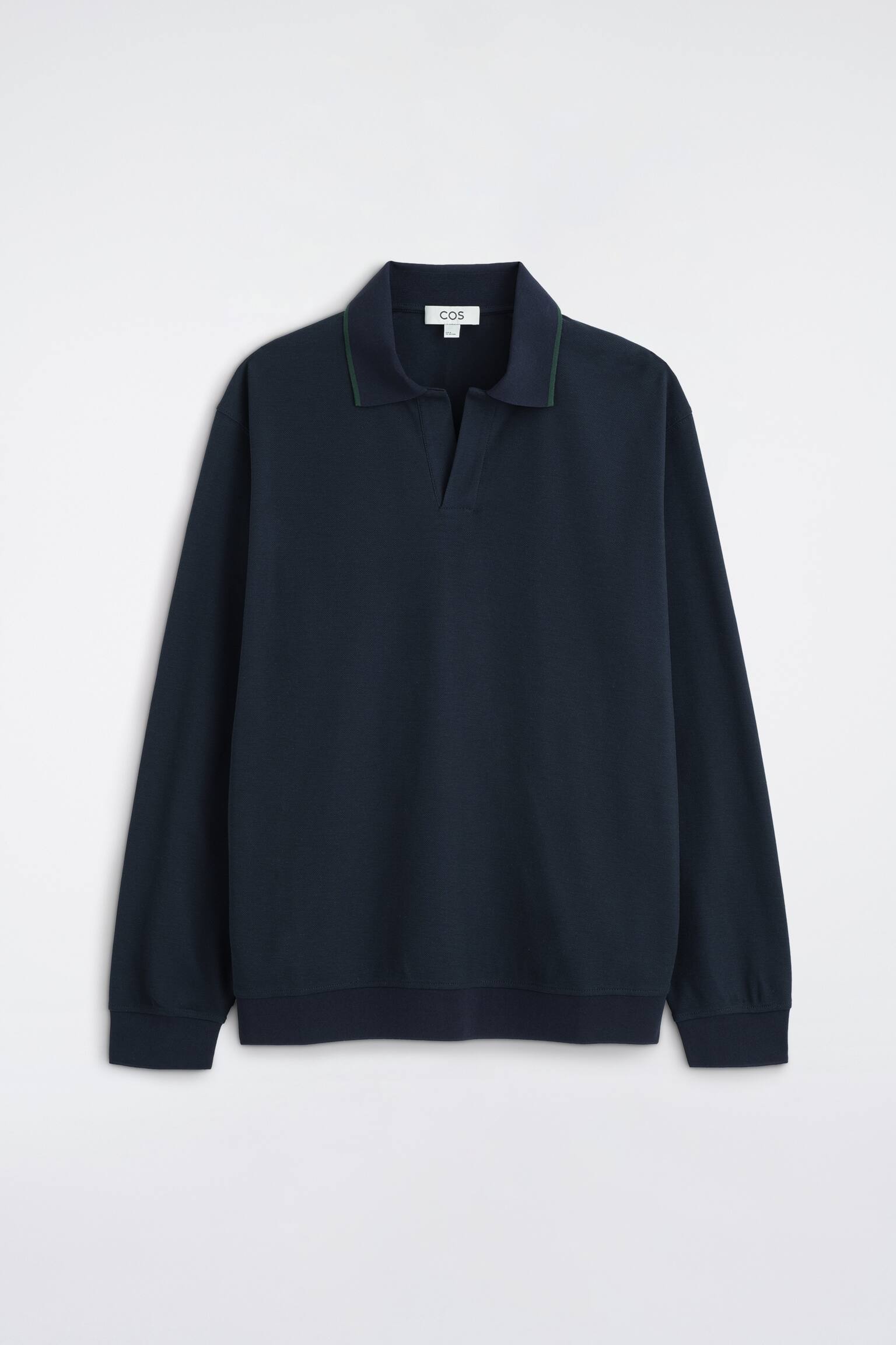 CONTRAST-TIPPED COTTON-PIQUÉ POLO SHIRT - NAVY / GREEN - 1