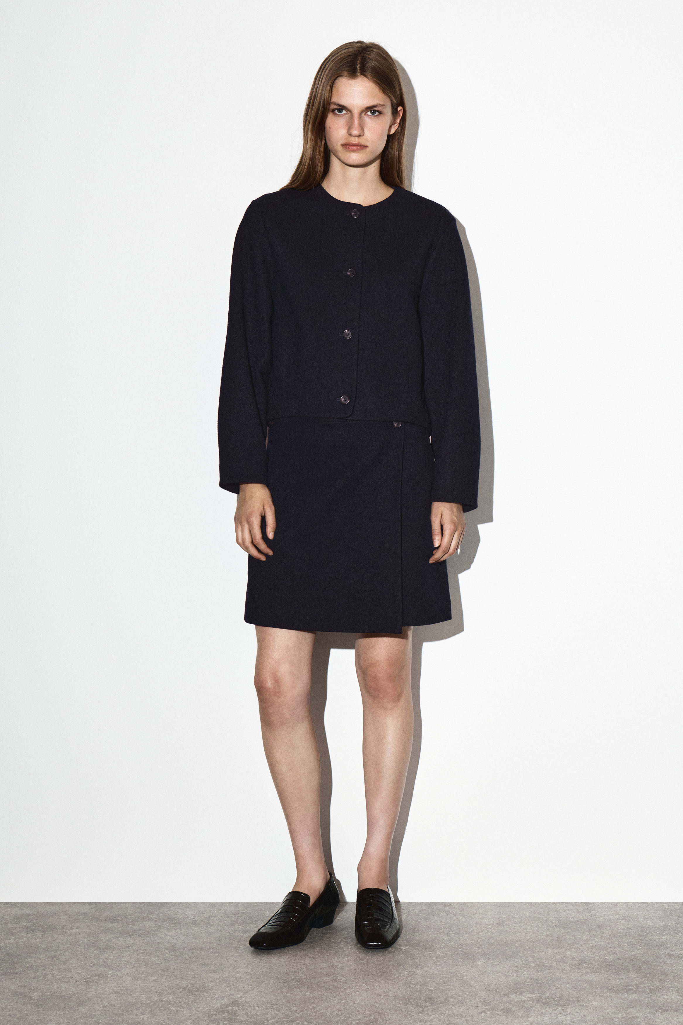 BOILED MERINO WOOL MINI SKIRT - NAVY | COS US