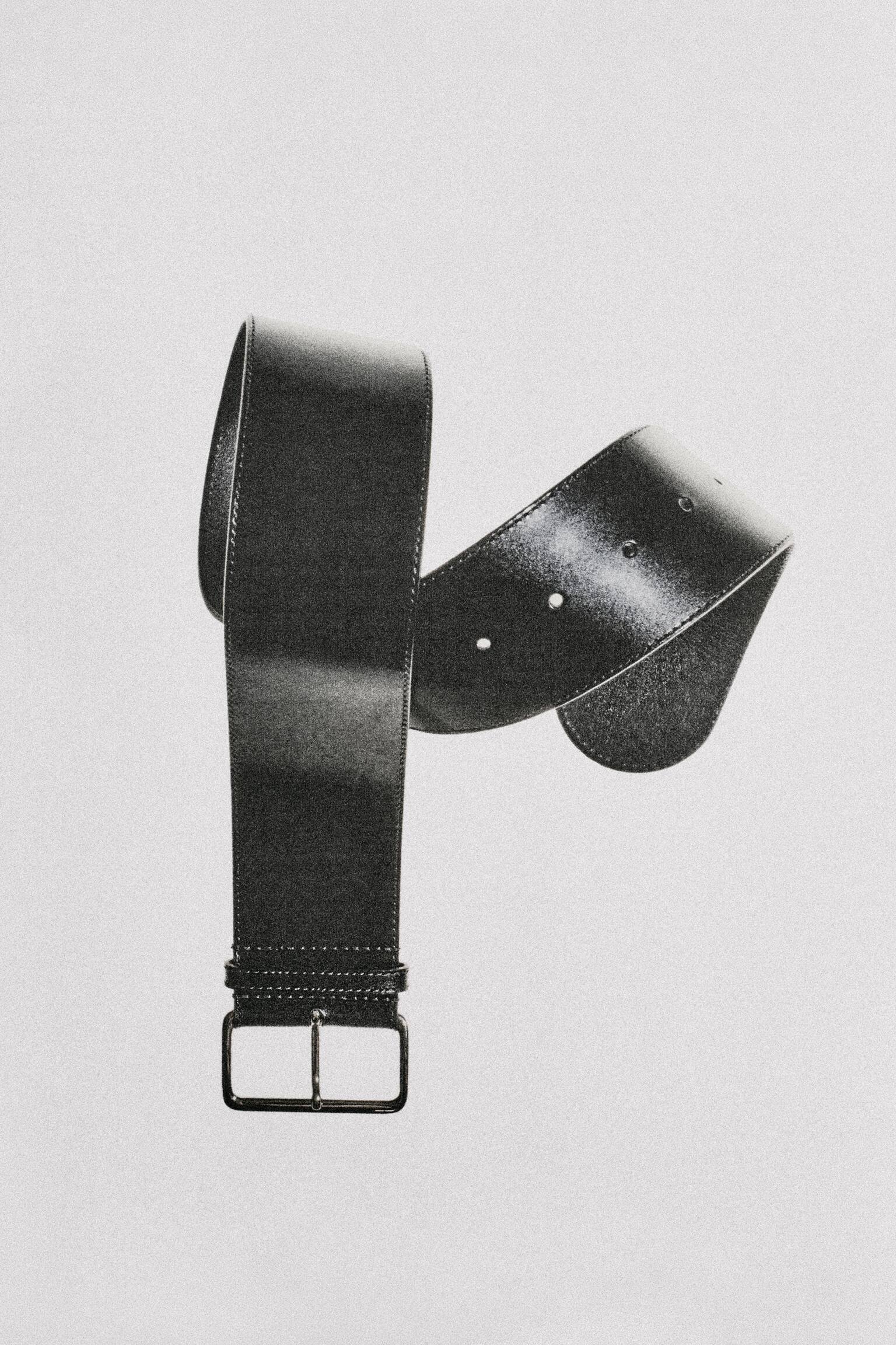 brede leren riem - ZWART - 4