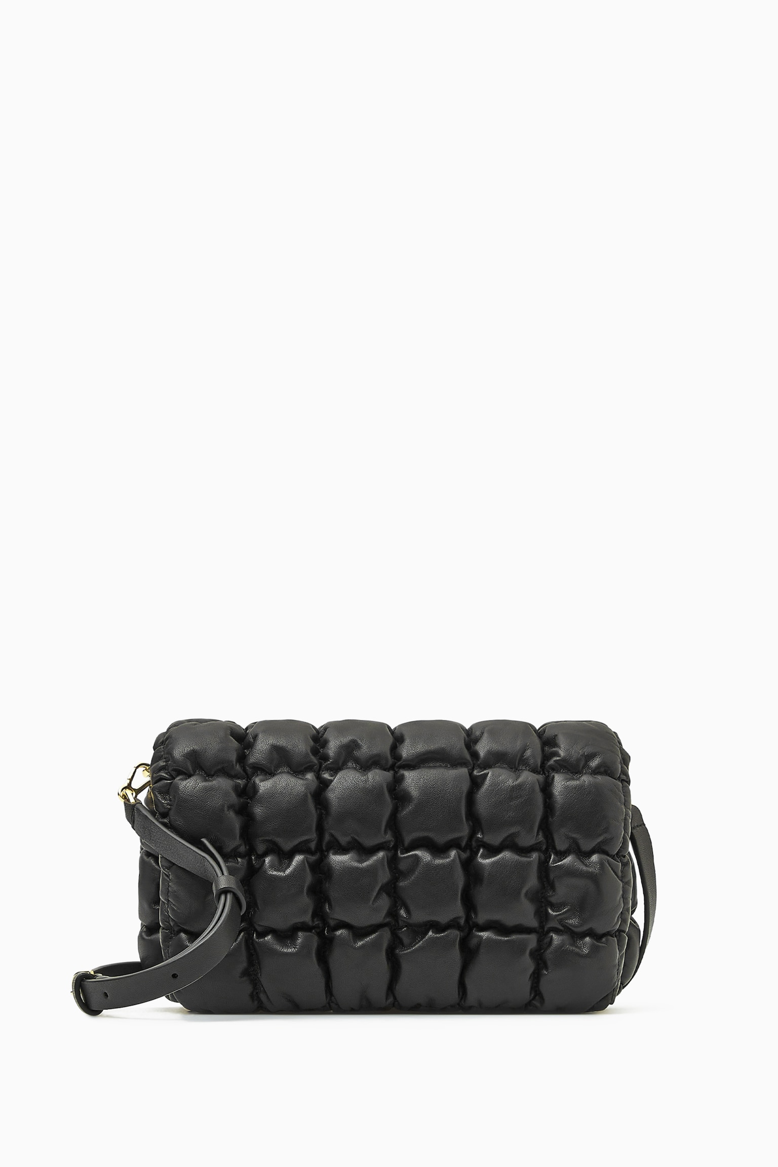 QUILTED CROSSBODY BAG - LEATHER - BLACK