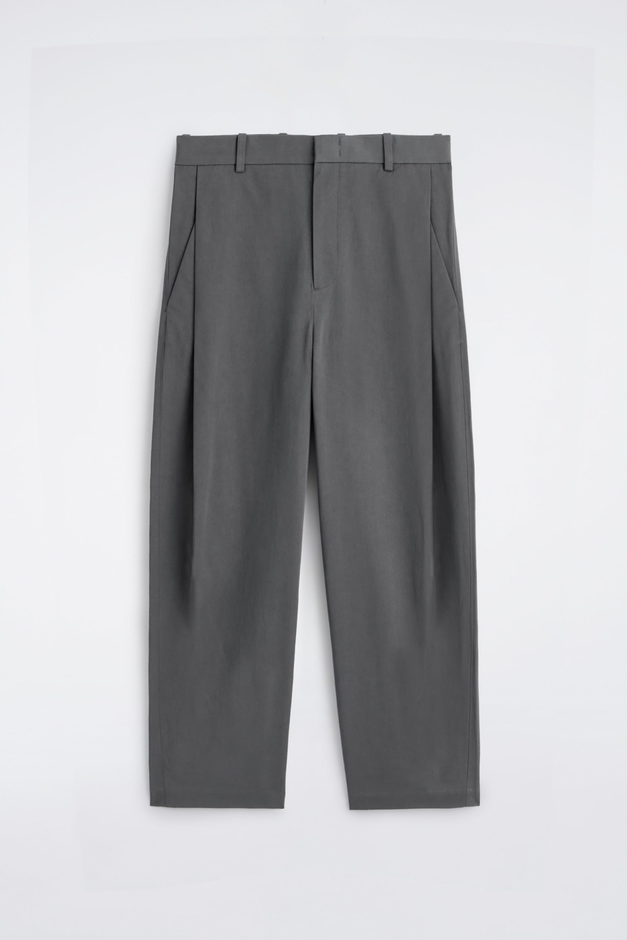 WIDE-LEG PLEATED COTTON TROUSERS