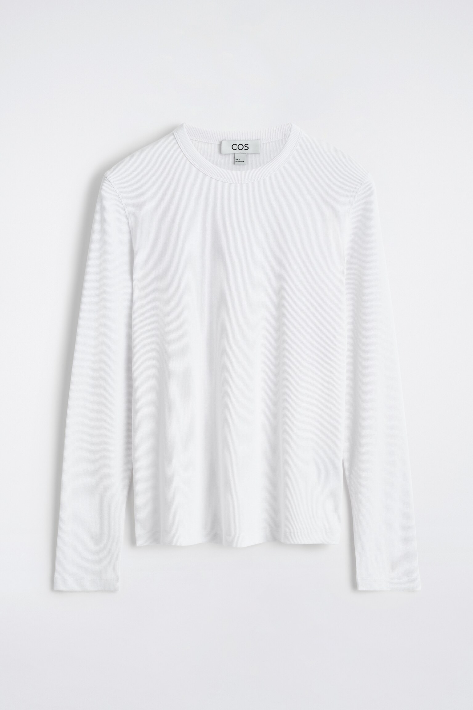 SLIM RIBBED COTTON LONG-SLEEVED T-SHIRT - WHITE/BLACK - 2