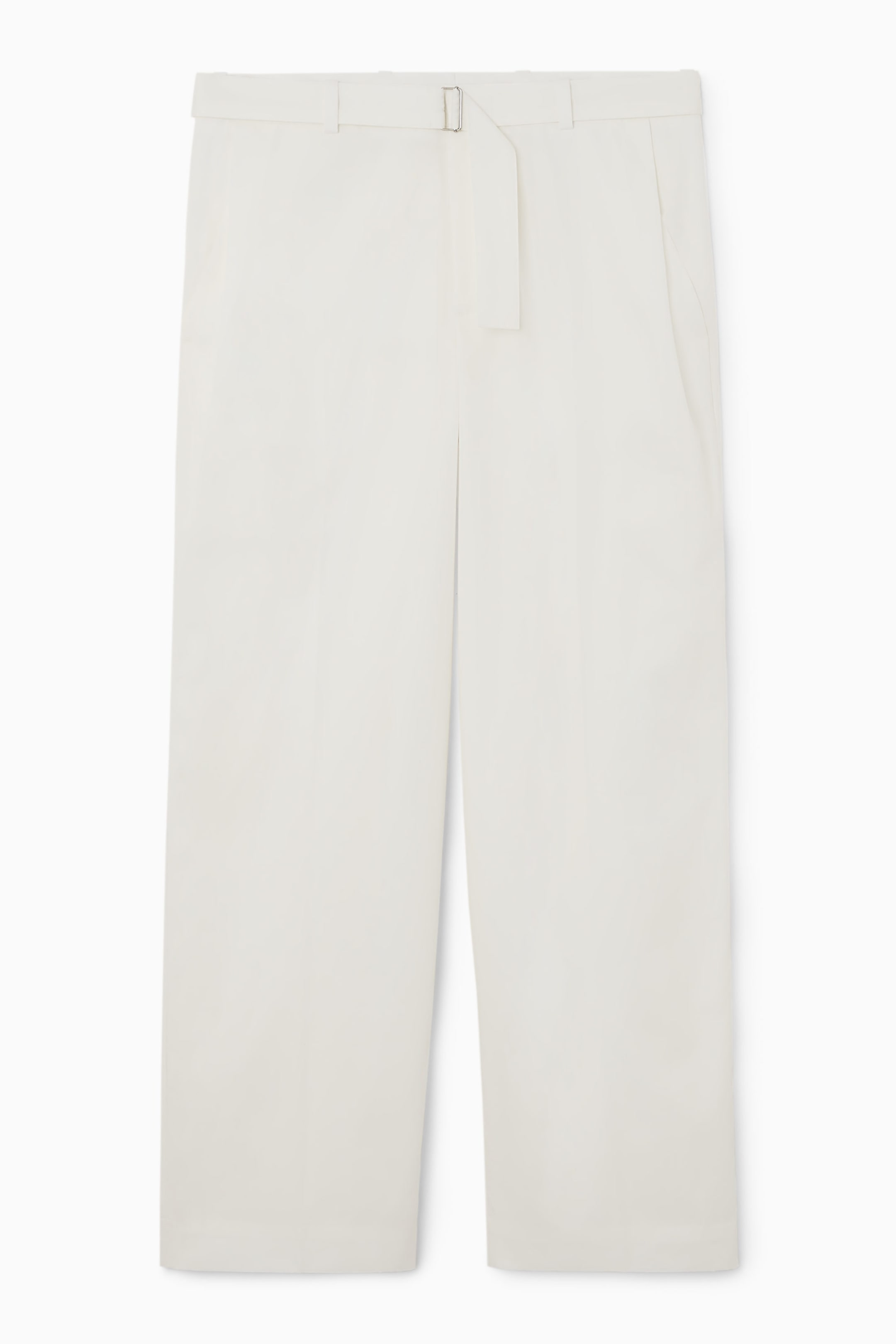BELTED PLEATED WIDE-LEG PANTS