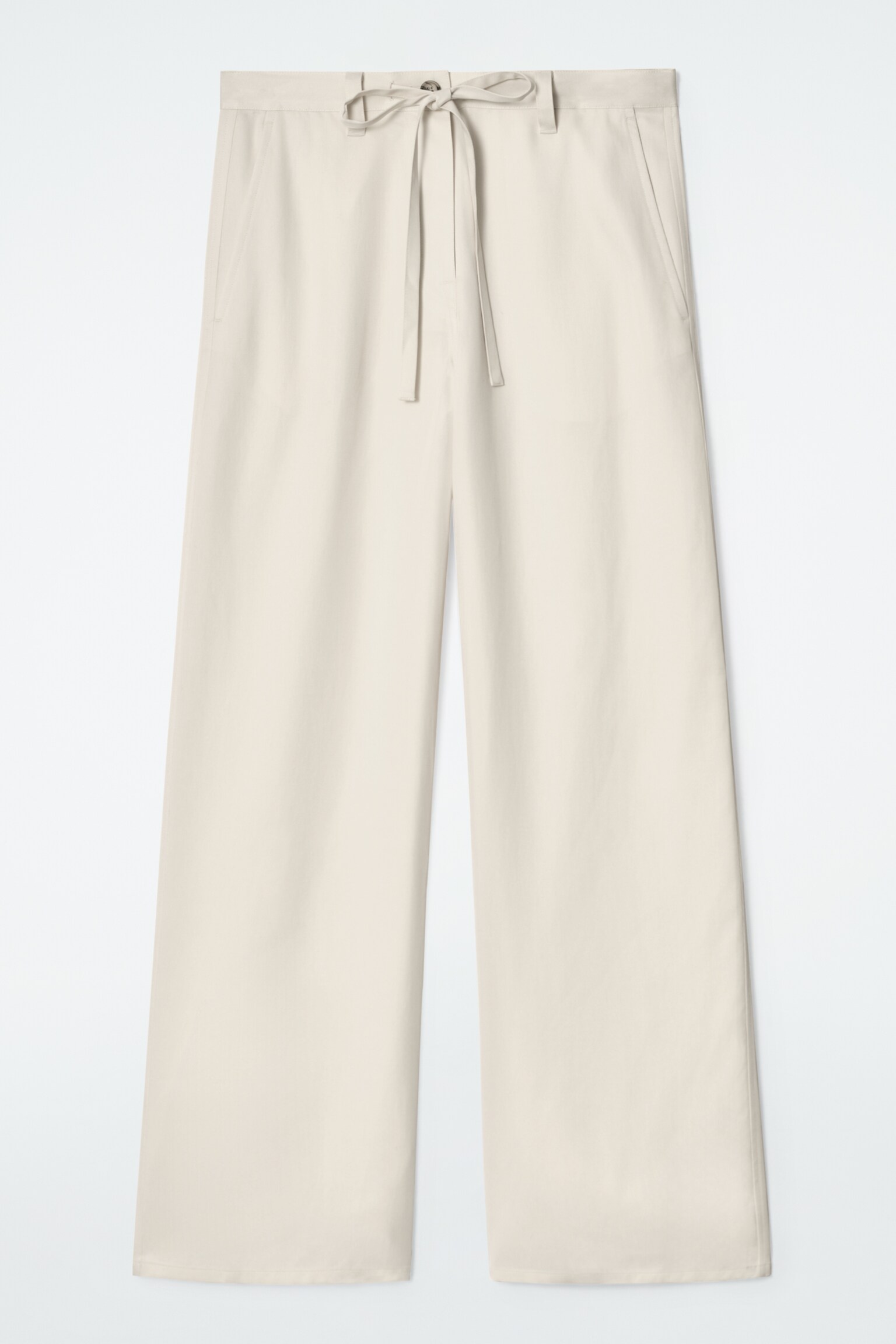 PANTALONI A GAMBA LARGA CON LACCI - AVORIO/KAKI - 2