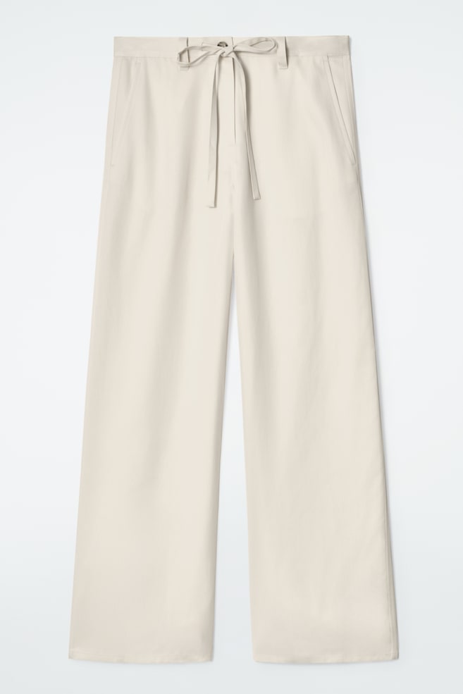 Pantaloni largi cu detaliu de legare - IVORY/KAKI - 1