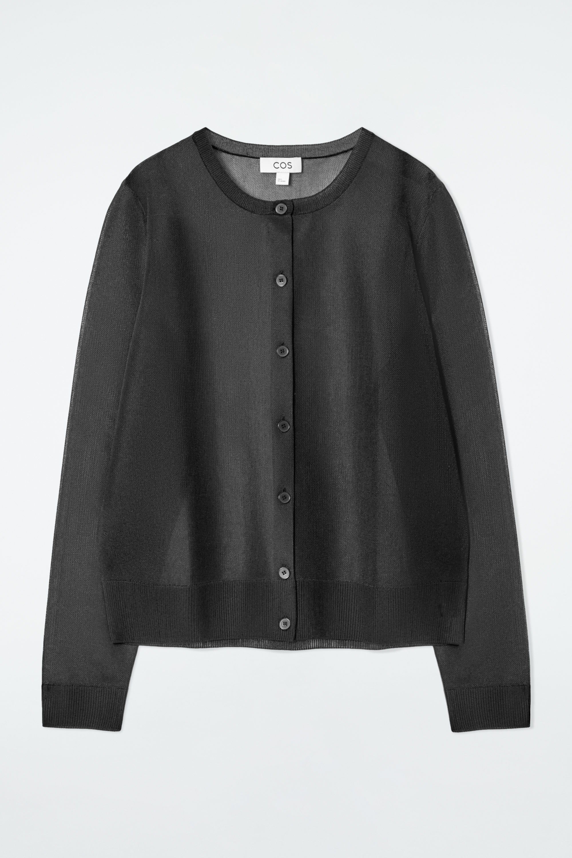 SHEER FINE-KNIT CARDIGAN - BLACK | COS