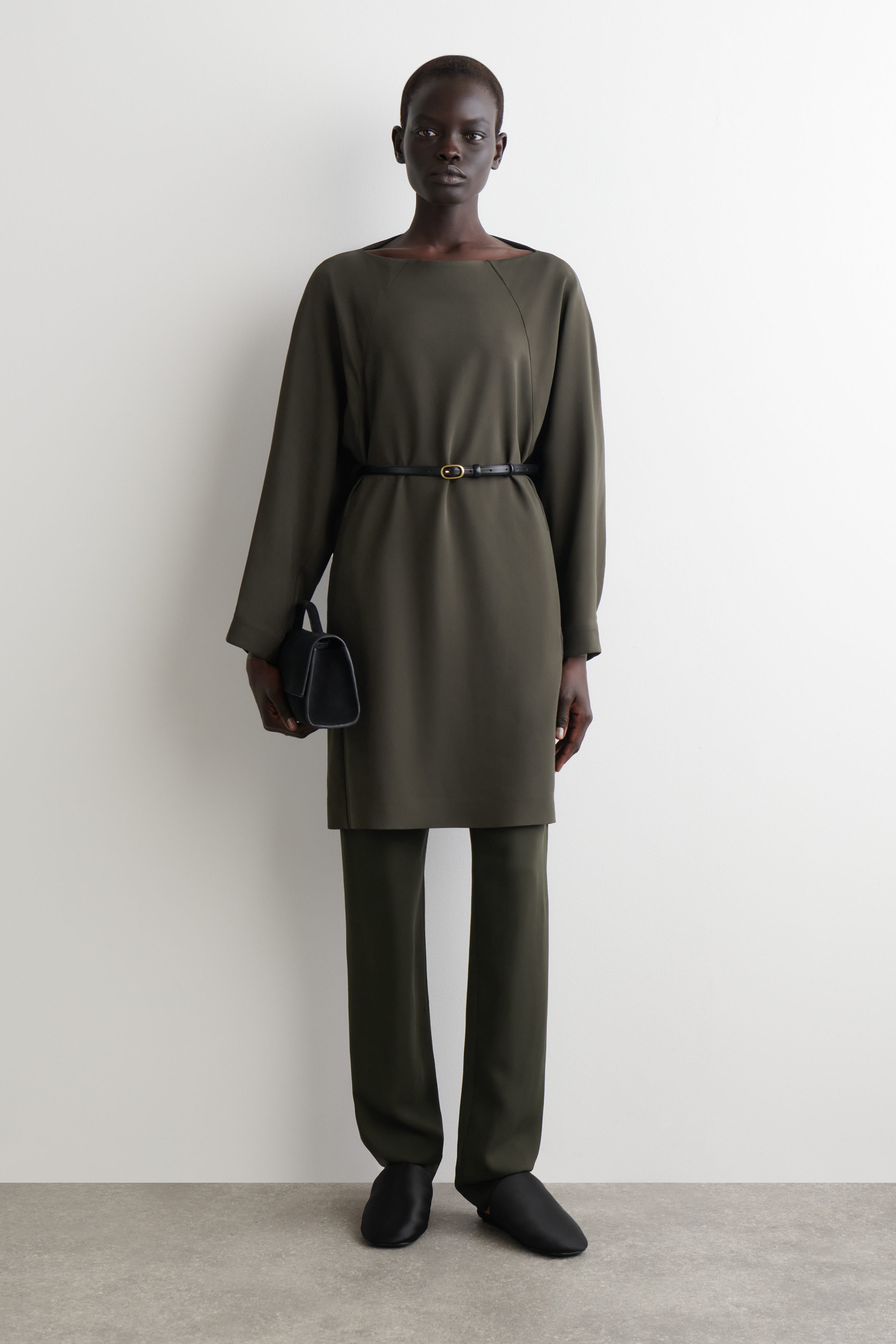 brown cos dress Shimmer Brown Metallic Tiered Midi Dress M main image 1