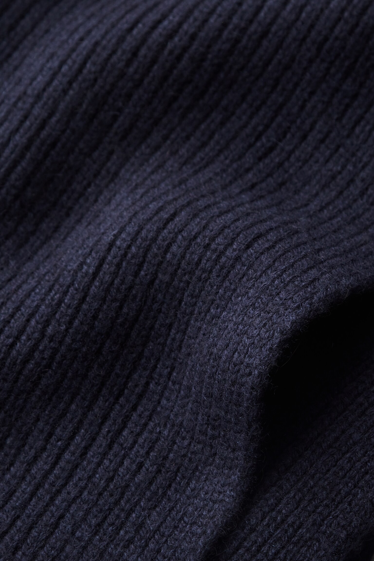 RIBBED WOOL AND CASHMERE SCARF - NAVY - 3