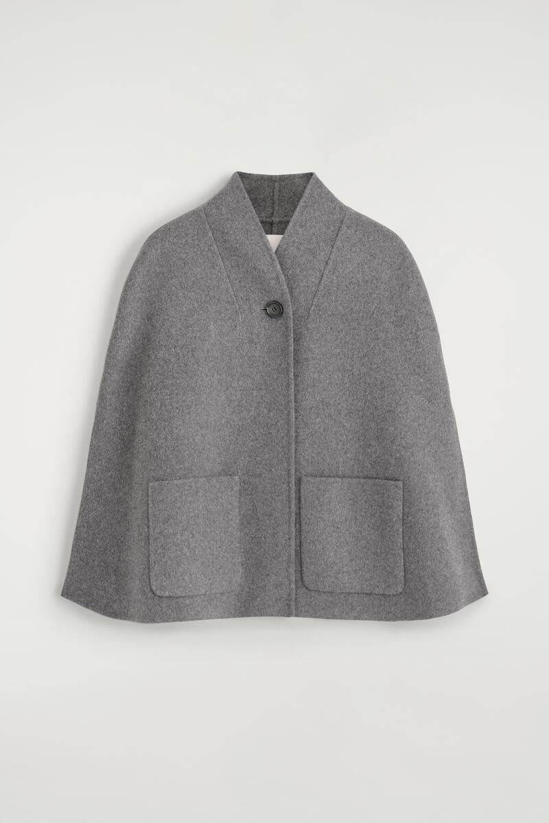 Shawl-Collar Double-Faced Wool Cape