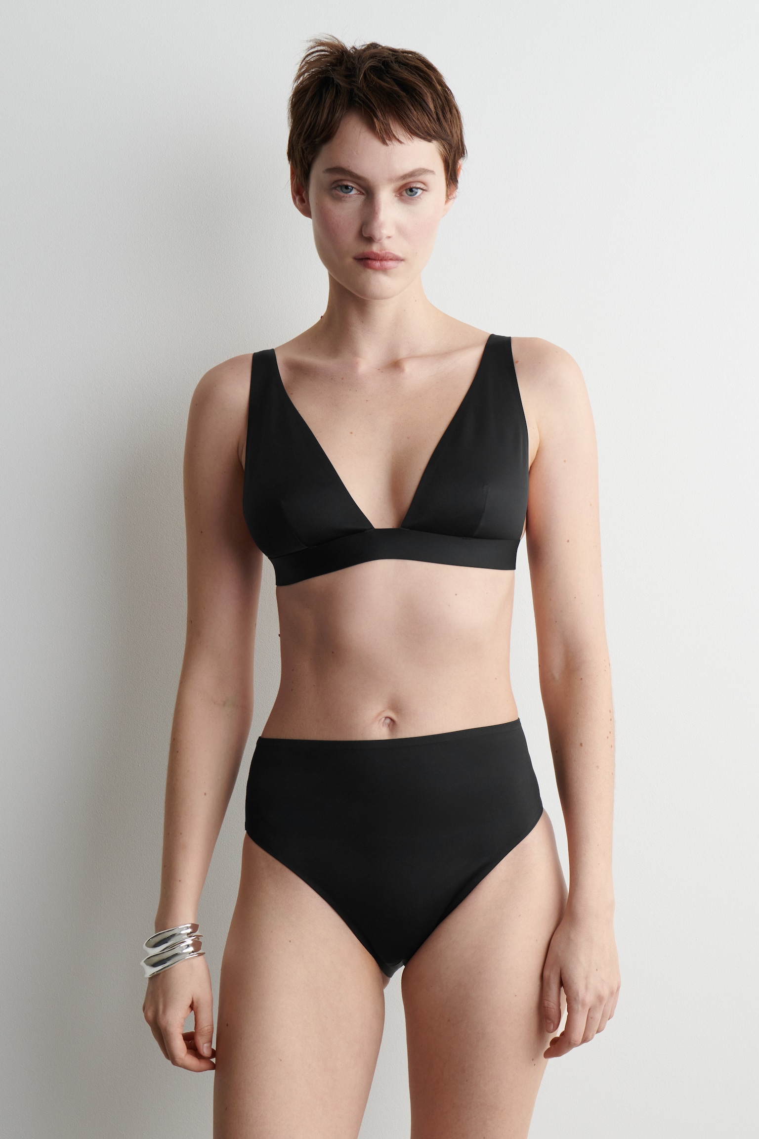 HAUT DE BIKINI EN NÉOPRÈNE - NOIR/BORDEAUX/VERT KAKI