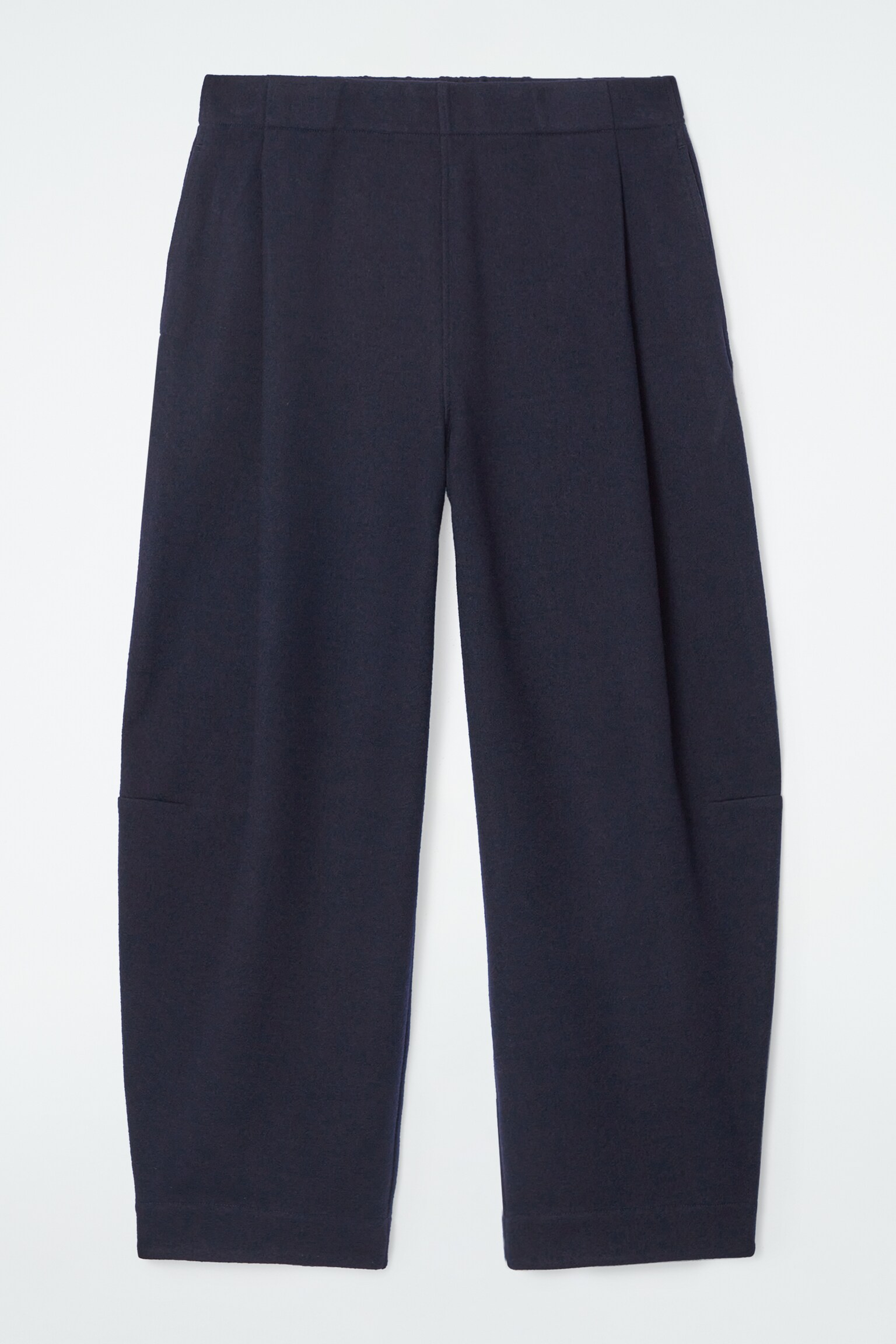 BOILED-WOOL BARREL-LEG TROUSERS - NAVY/GREY MÉLANGE - 1