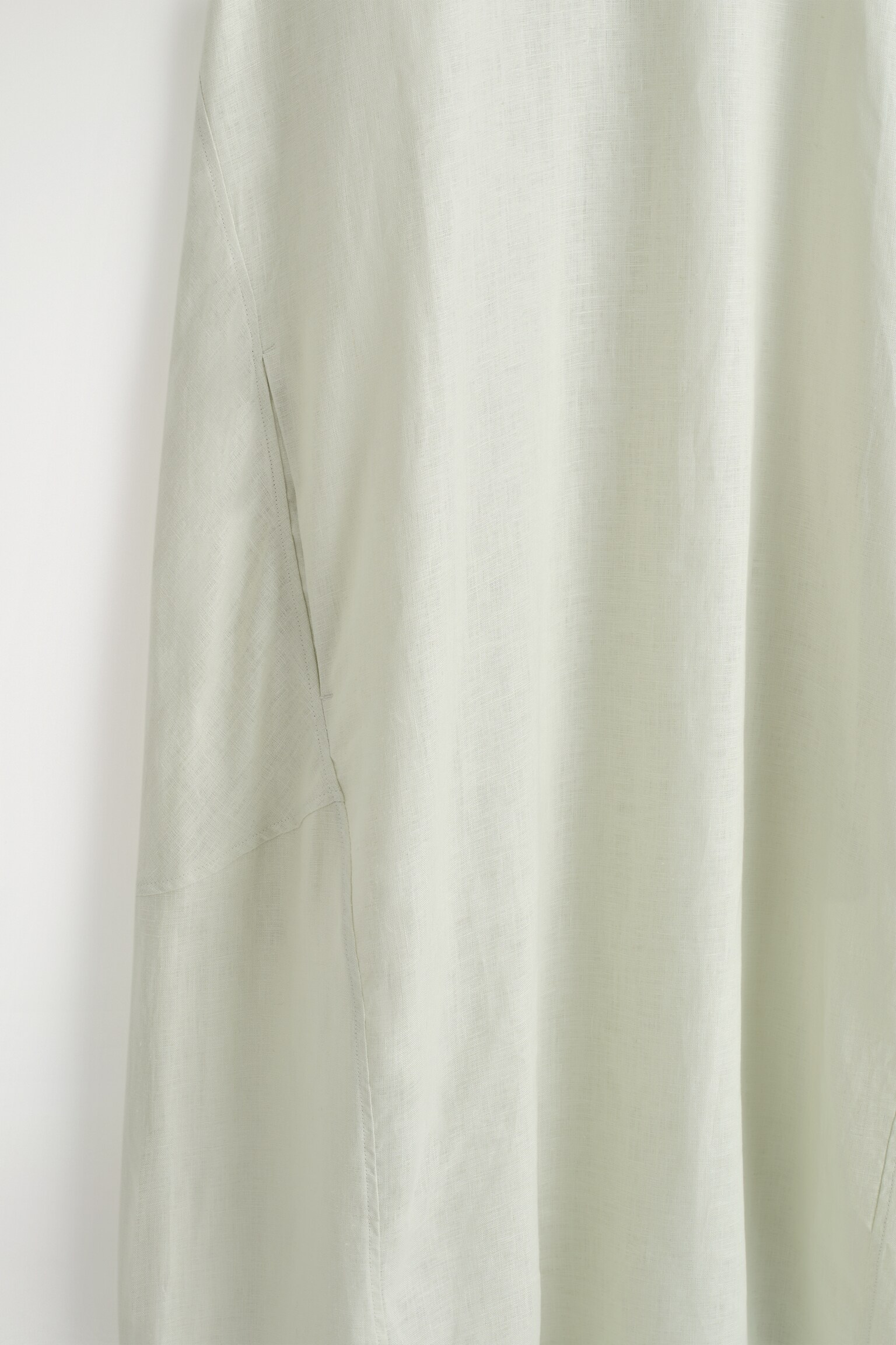 ROBE LONGUE À OURLET ÉLASTIQUÉ EN LIN - VERT CLAIR/NOIR - 4