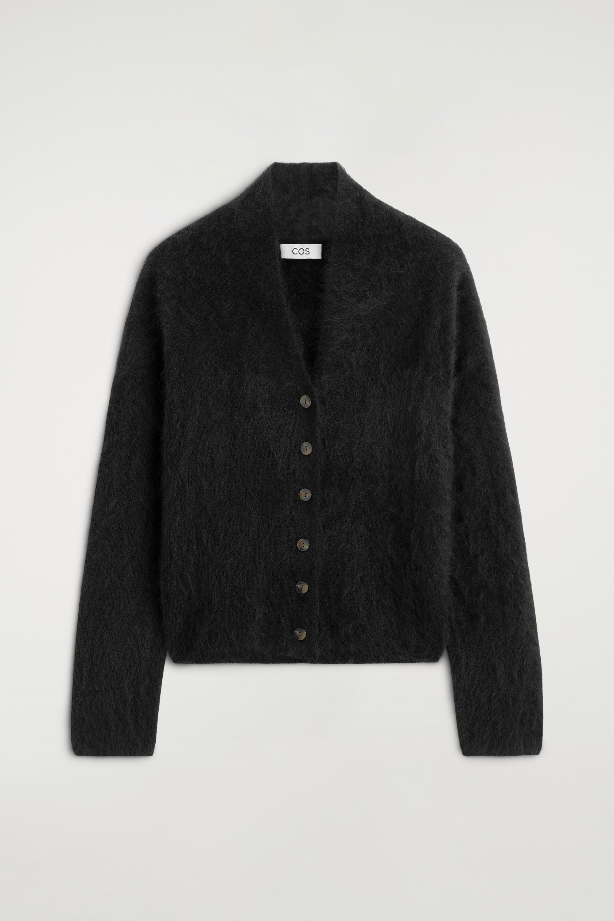 DRAPED BRUSHED MERINO WOOL CARDIGAN