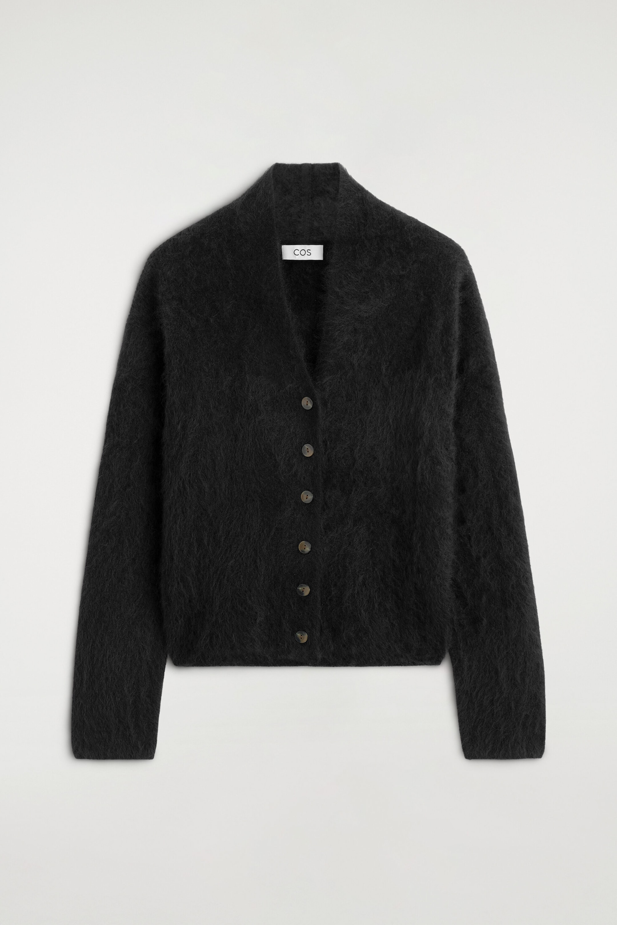 DRAPED BRUSHED MERINO WOOL CARDIGAN