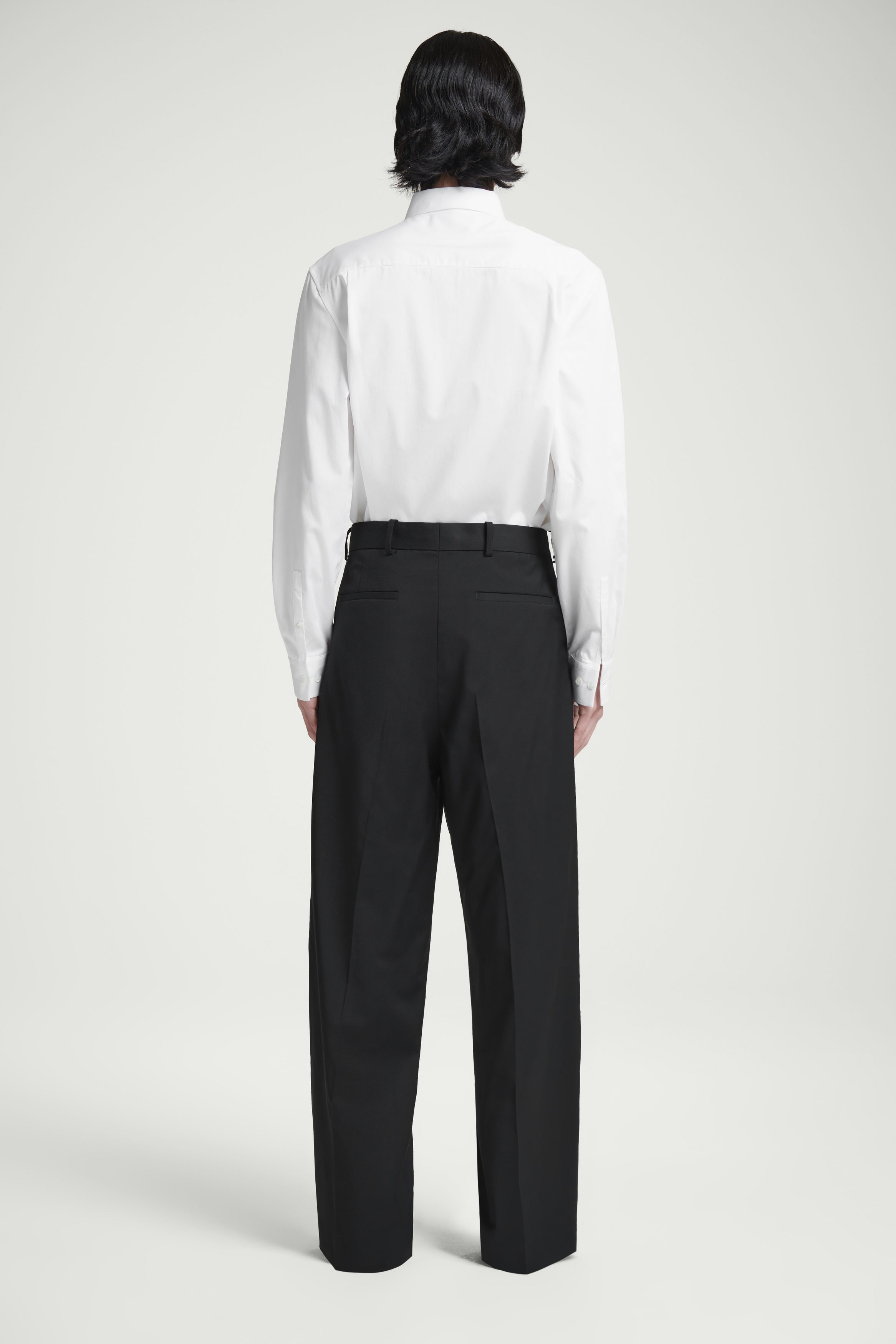 TAILORED WOOL WIDE-LEG PANTS - BLACK | COS