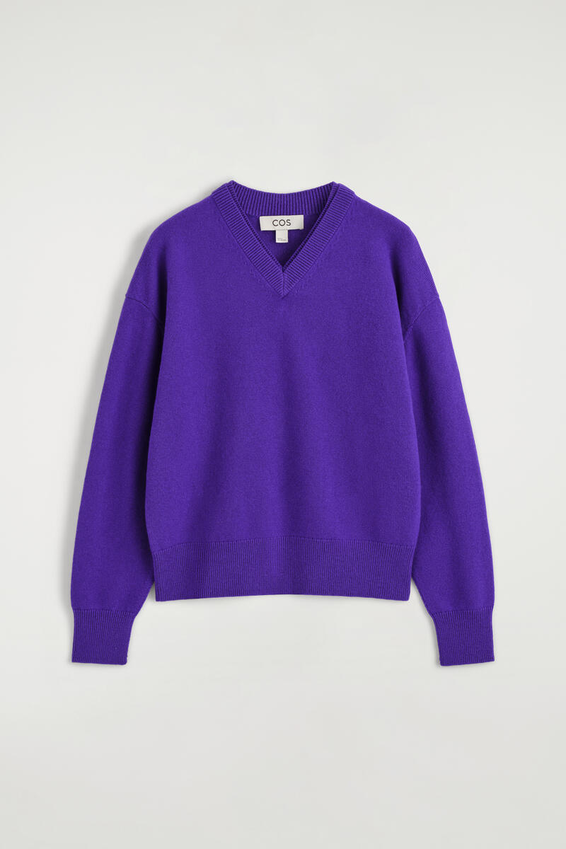 Merino Wool Layered V-Neck Sweater