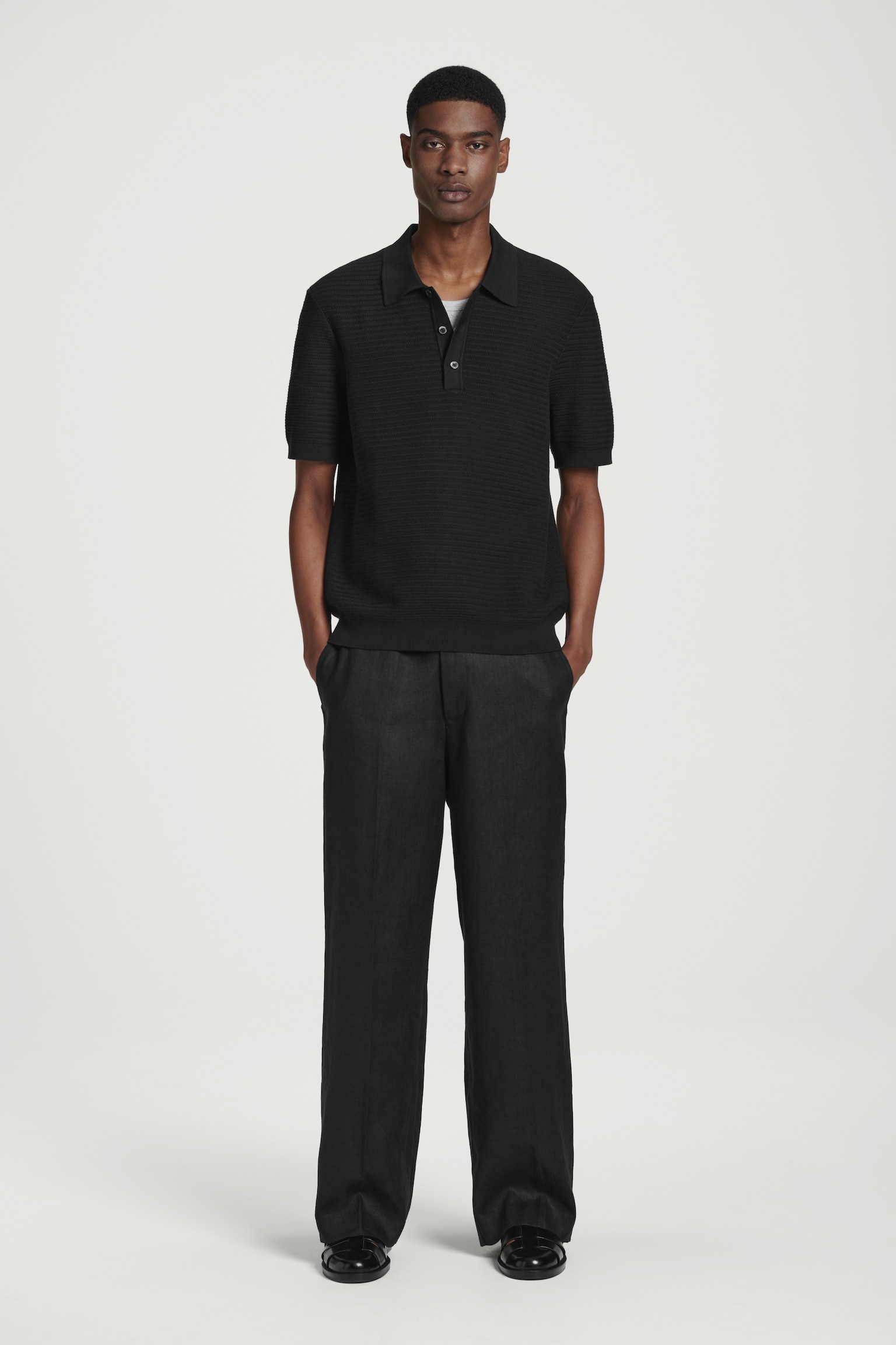 POLO DE ALGODÓN PUNTO CON TEXTURA - NEGRO/BLANCO/VERDE/AZUL MARINO/TOPO - 5