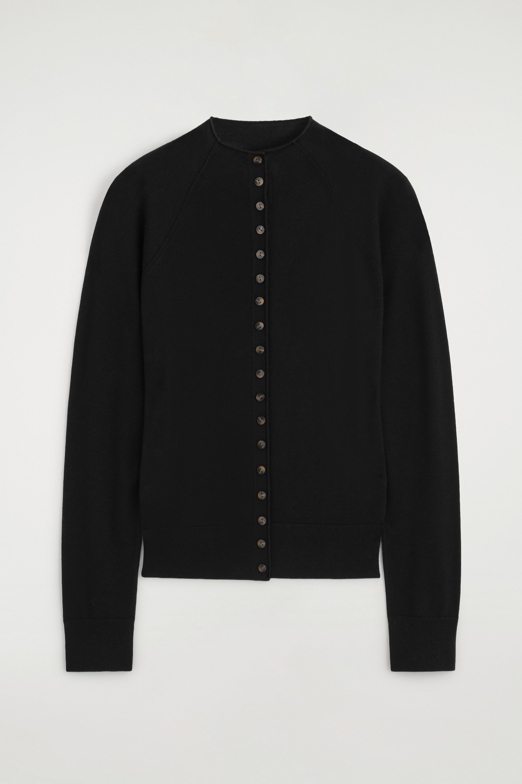 MERINO WOOL FUNNEL-NECK CARDIGAN