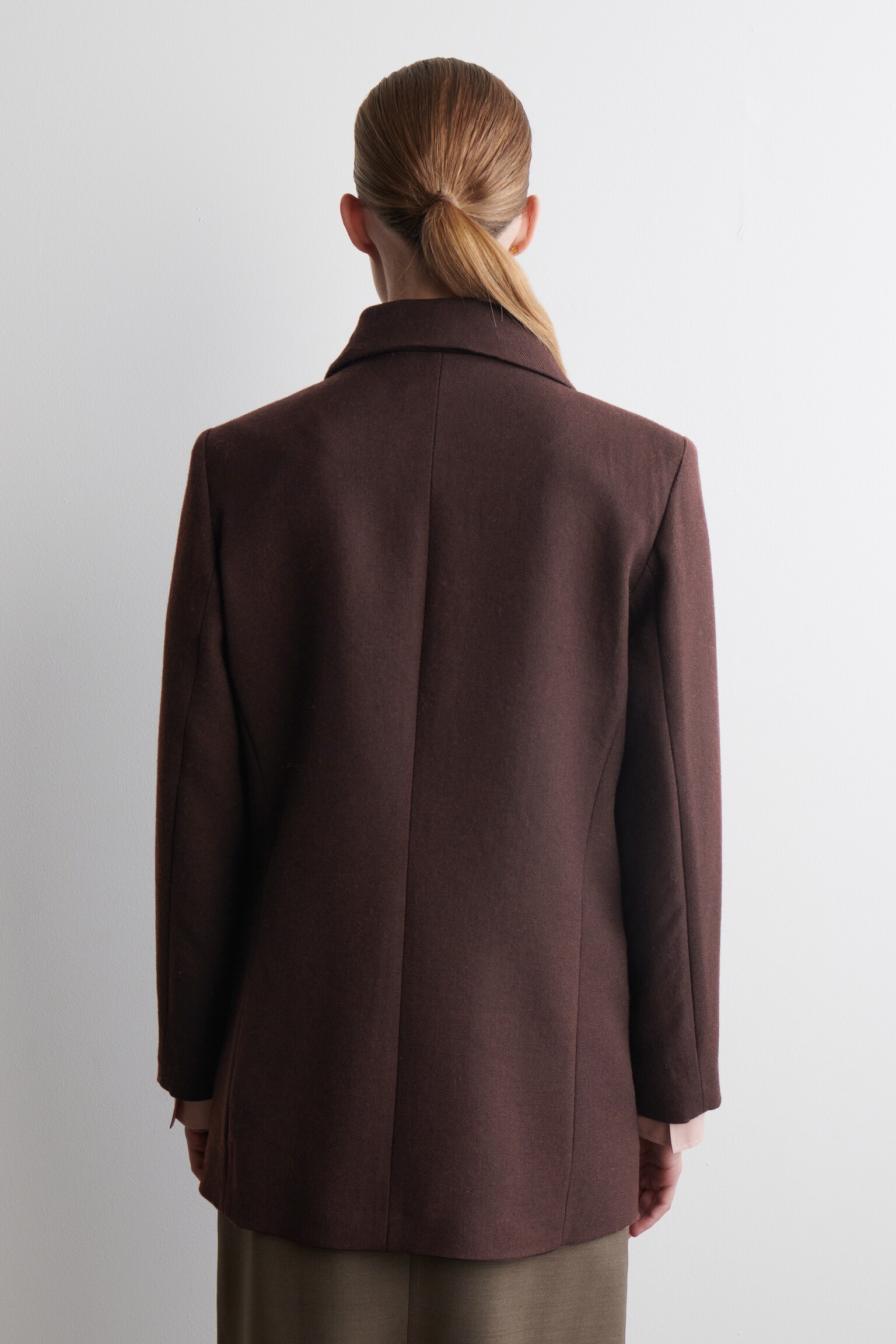 VESTE DE TAILLEUR EN LAINE MÉLANGÉE - BRUN FONCÉ/NOIR - 4