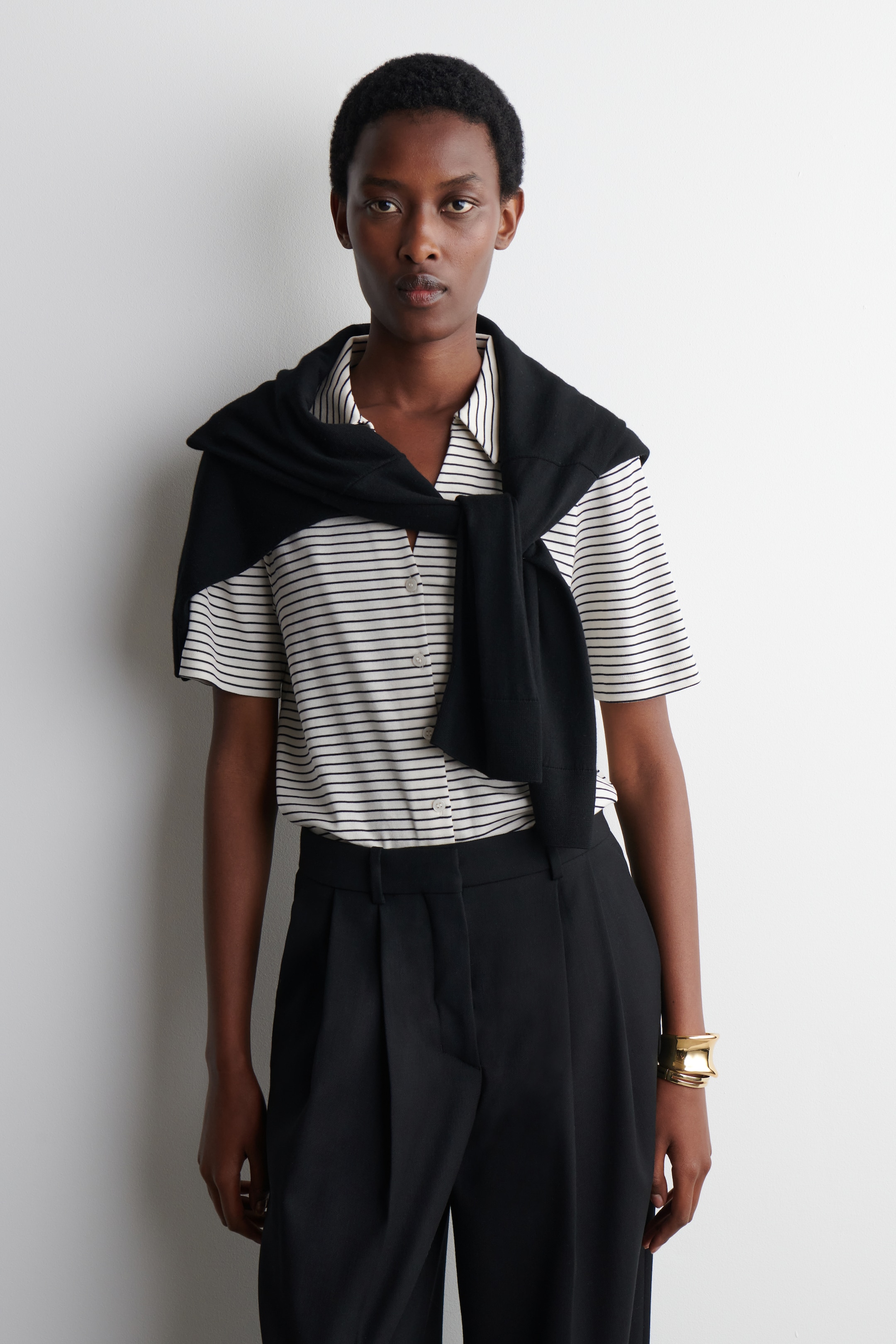 Agrandir l'image: CHEMISE RESORT EN JERSEY - BLANC / RAYURES - FEMME | H&M CH 1