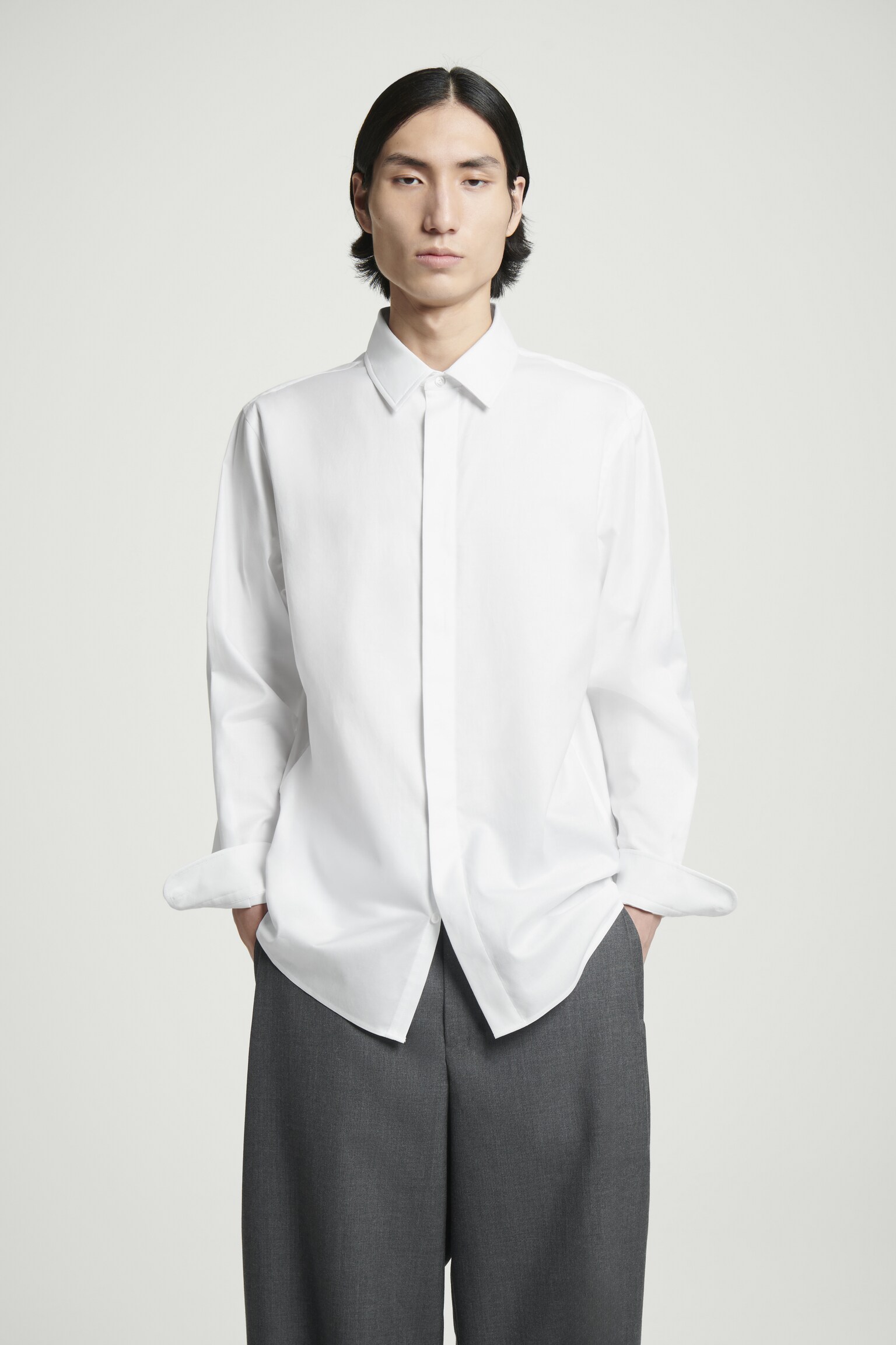 CHEMISE DÉCONTRACTÉE EN COTON - BLANC - 1
