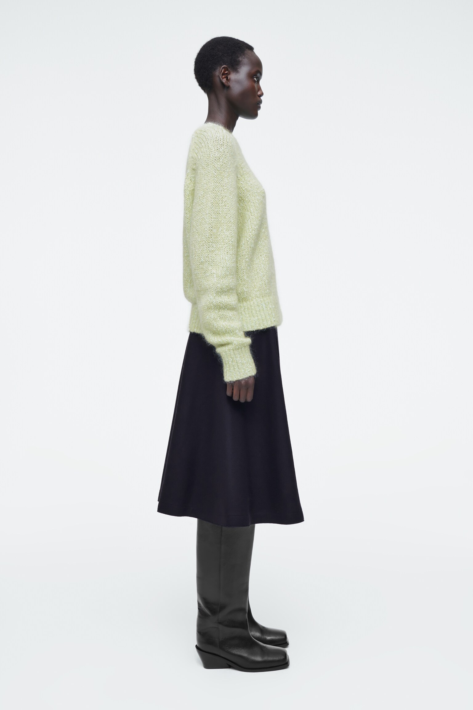 MAGLIONE IN MISTO MOHAIR SCREZIATO - VERDE MÉLANGE - 5