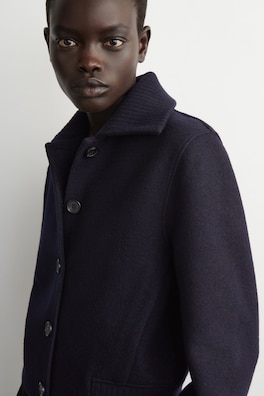RIBBED-COLLAR BOILED MERINO WOOL JACKET — NAVY 3