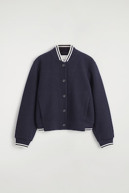 BOILED WOOL-BLEND BOMBER JACKET — NAVY 9