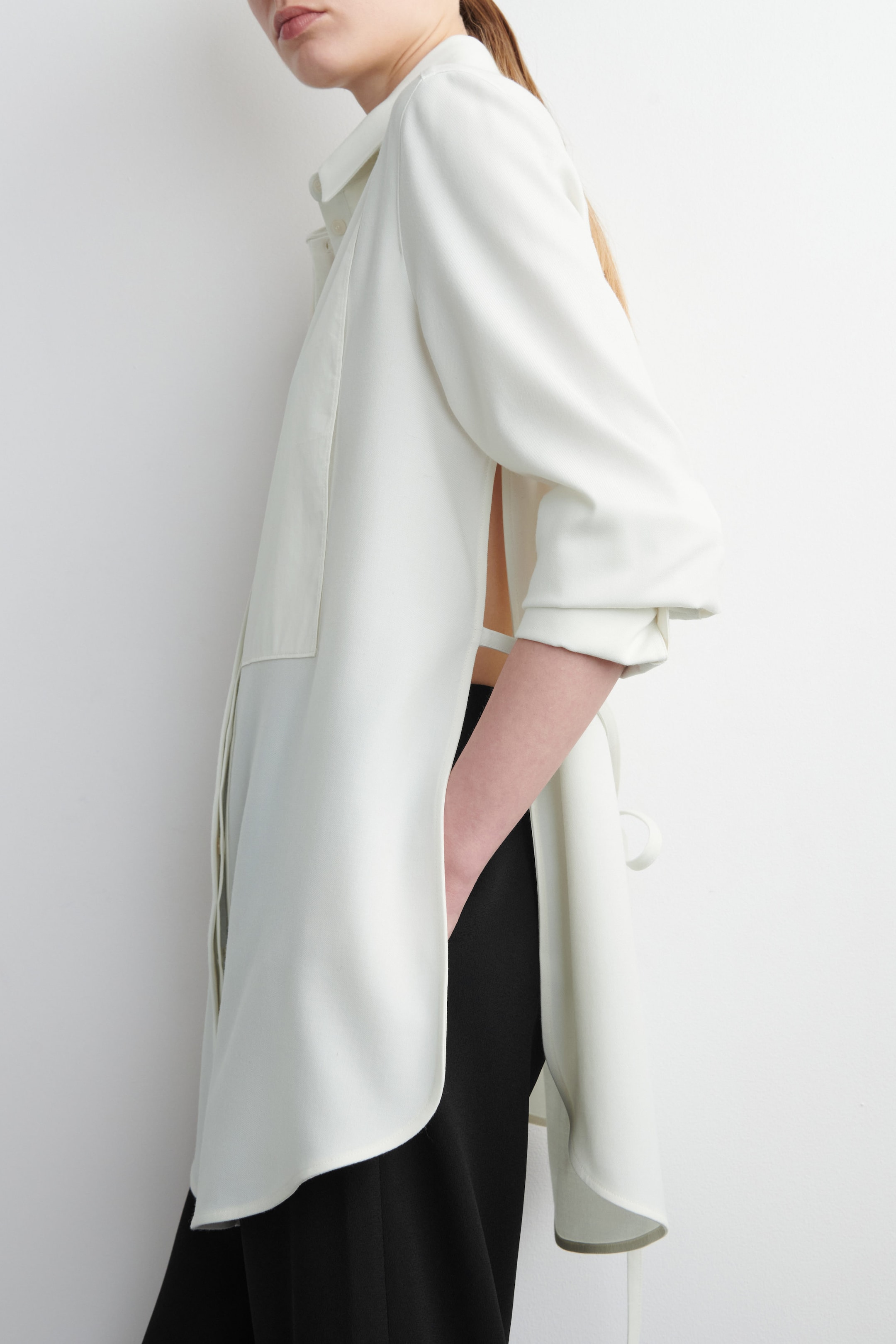 WOOL-BLEND TUXEDO SHIRT