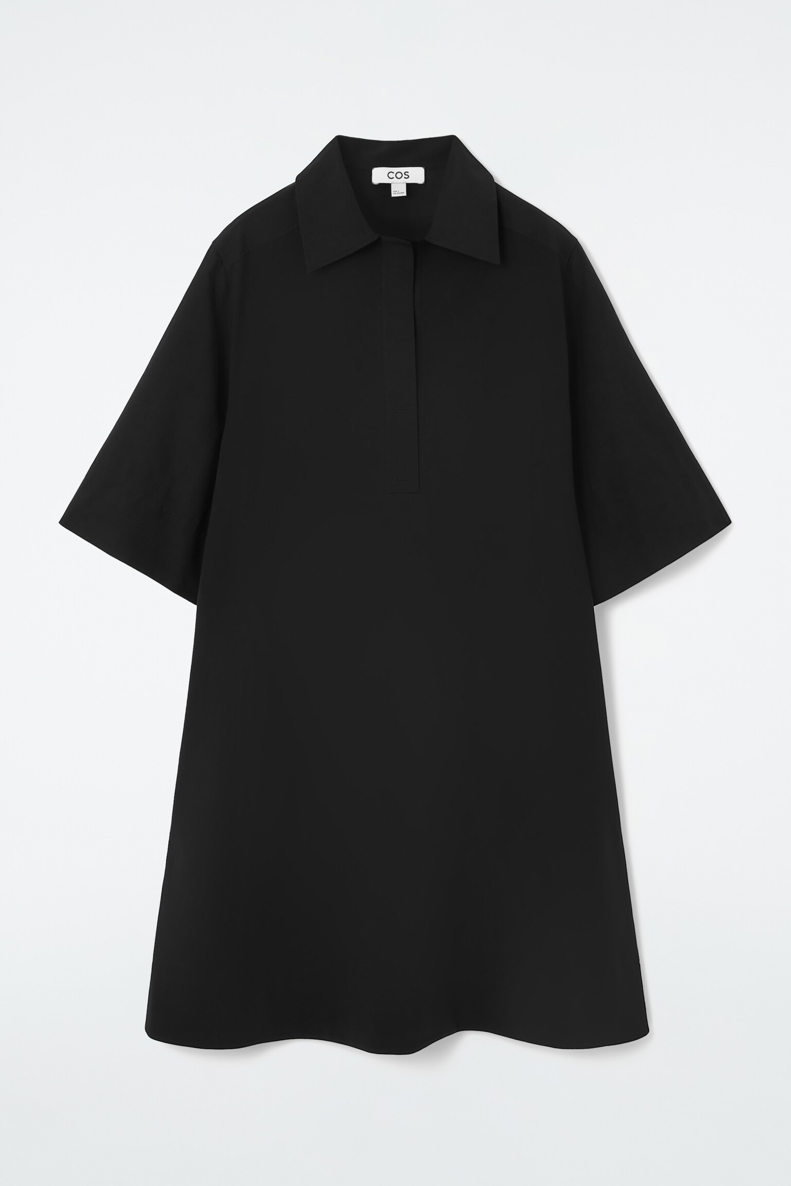 OVERSIZED OPEN-COLLAR SHIRT DRESS - BLACK