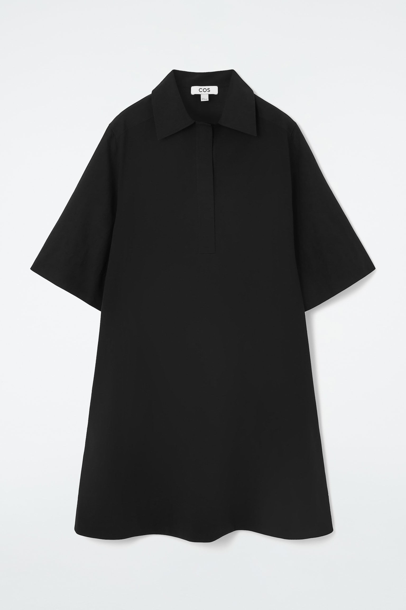 OVERSIZED OPEN-COLLAR SHIRT DRESS - BLACK/BEIGE