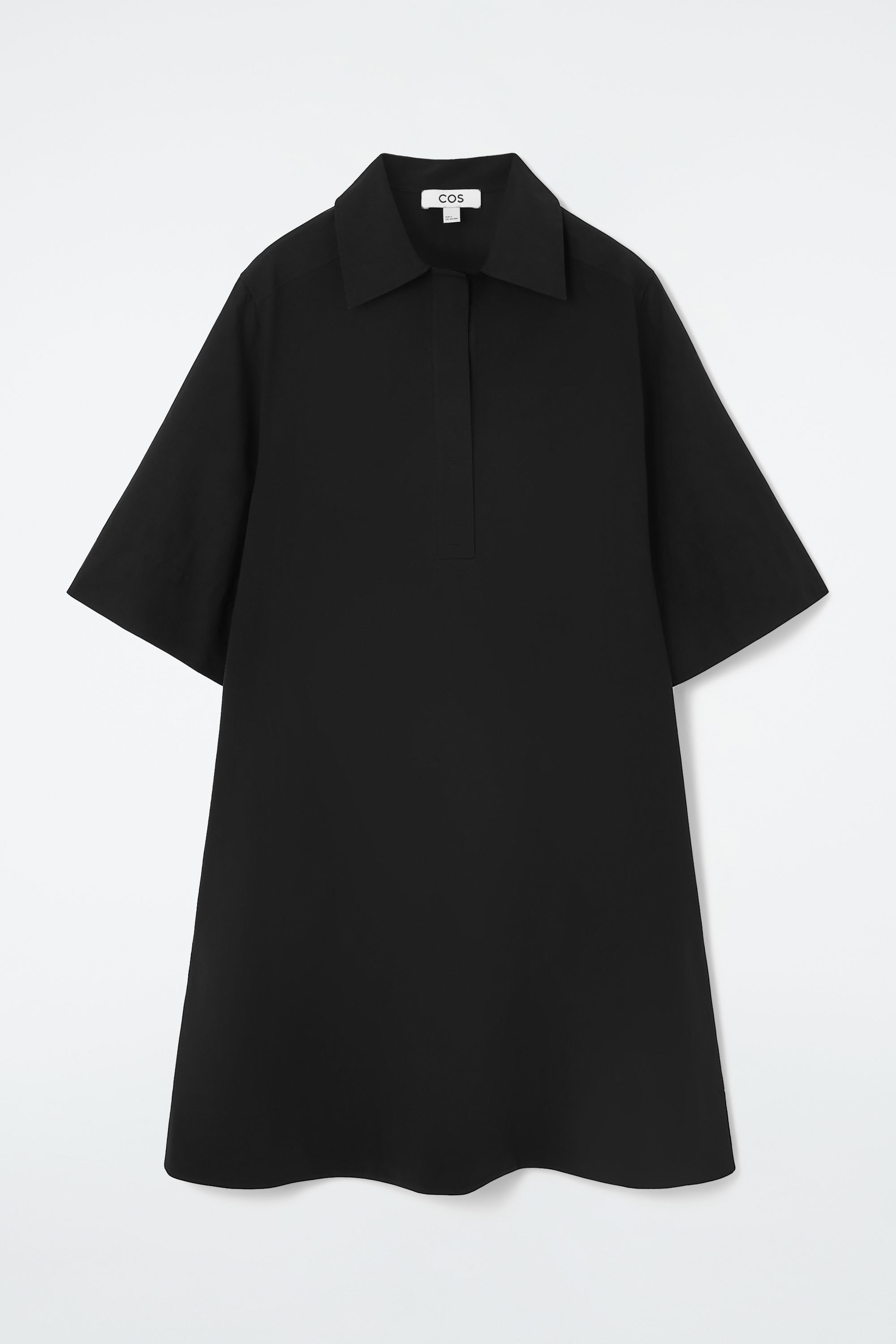 OVERSIZED OPEN-COLLAR SHIRT DRESS - BLACK | COS