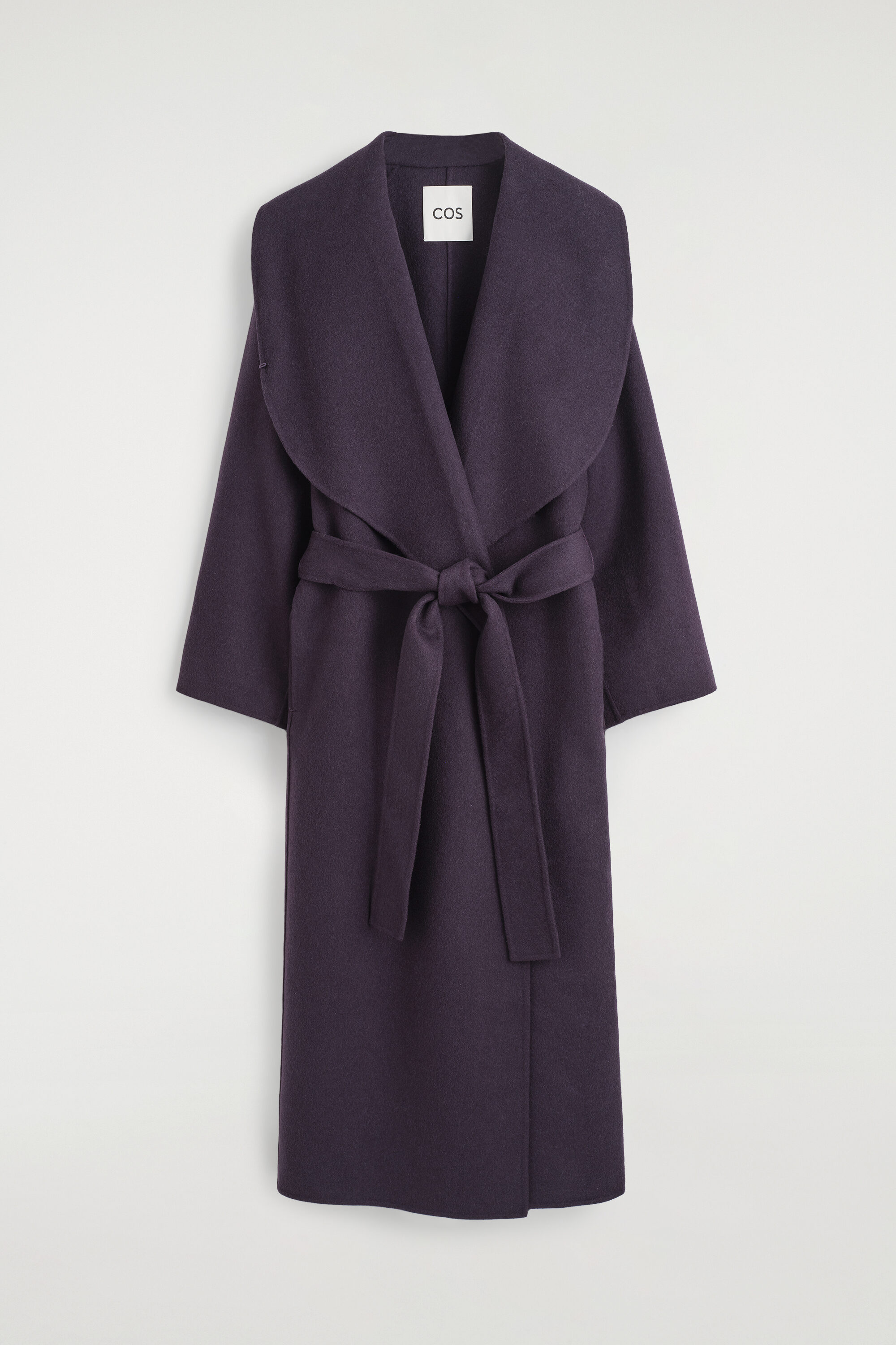 DOUBLE-FACED WOOL SHAWL-COLLAR COAT - AUBERGINE | COS DK