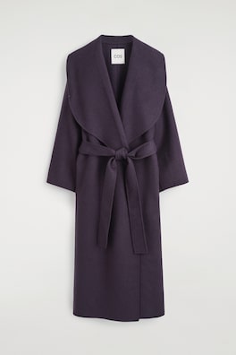 DOUBLE-FACED WOOL SHAWL-COLLAR COAT — EGGPLANT 10
