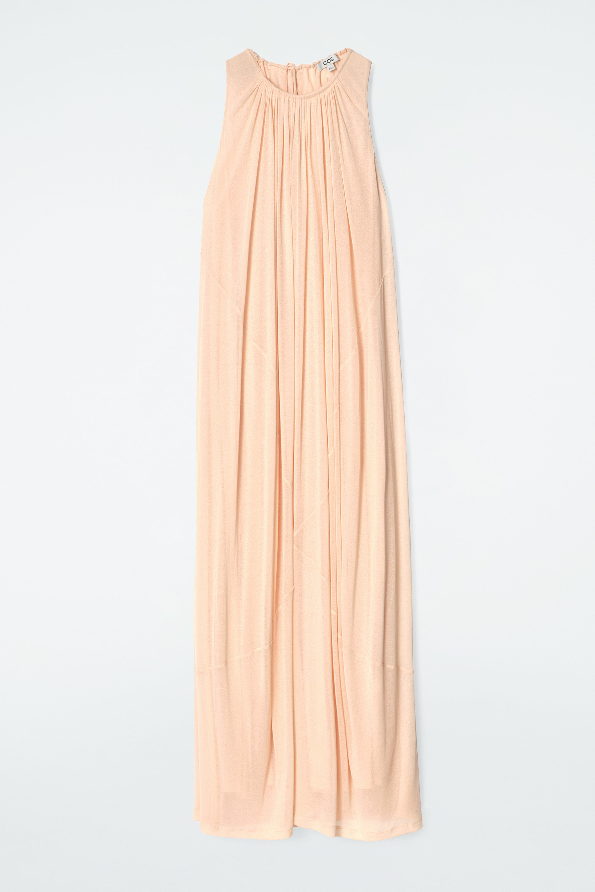 GATHERED HALTERNECK MAXI DRESS - APRICOT