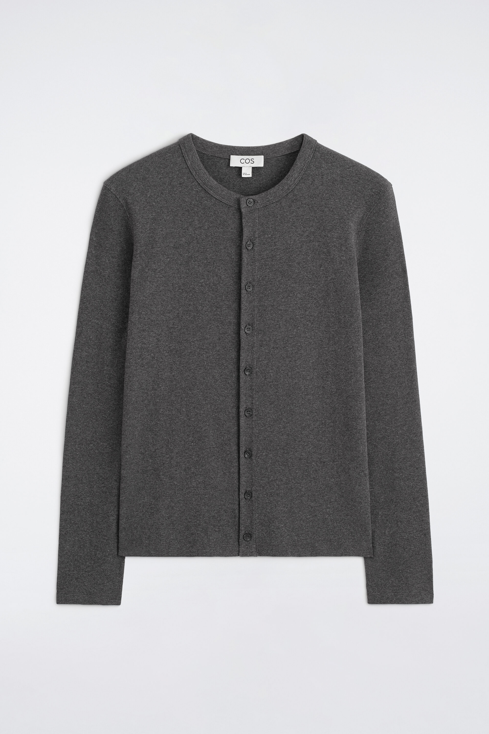 COS コットンカーディガン SLIM RIBBED COTTON CARDIGAN - GRAY MÉLANGE | COS US