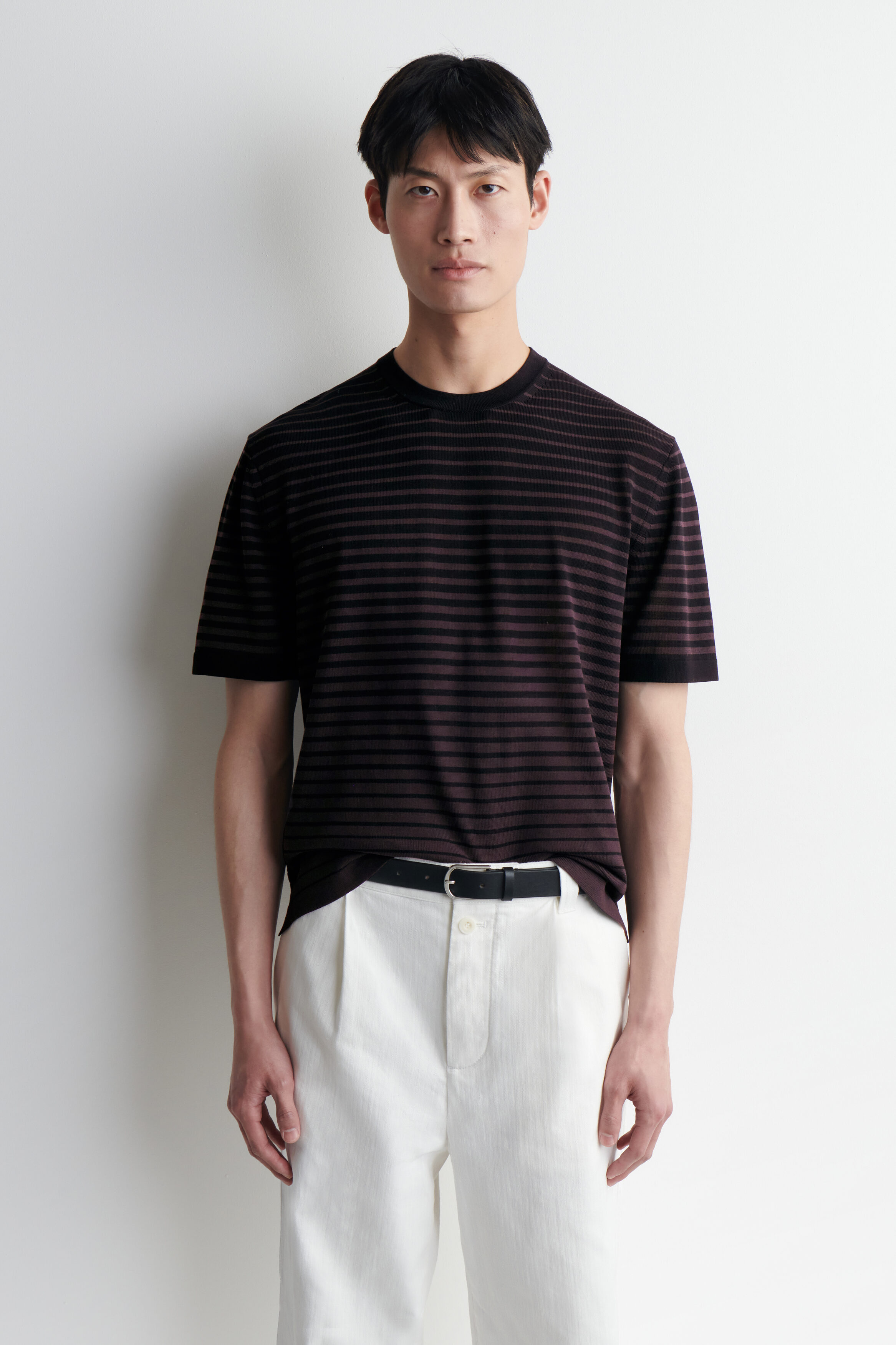 STRIPED KNITTED COTTON T-SHIRT