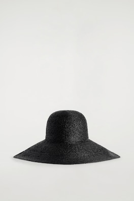 WIDE-BRIM RAFFIA HAT — BLACK 3