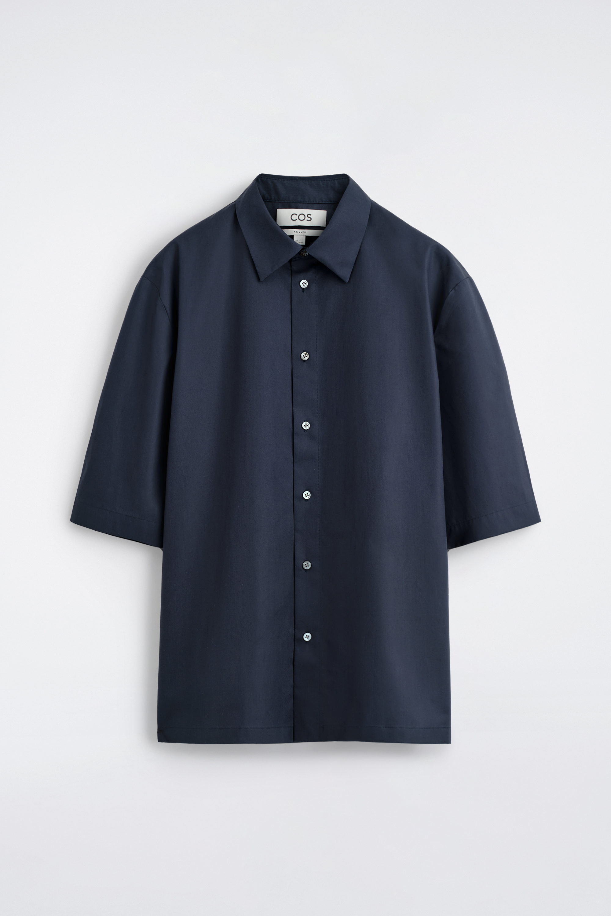 SHORT-SLEEVED COTTON SHIRT - NAVY | COS US