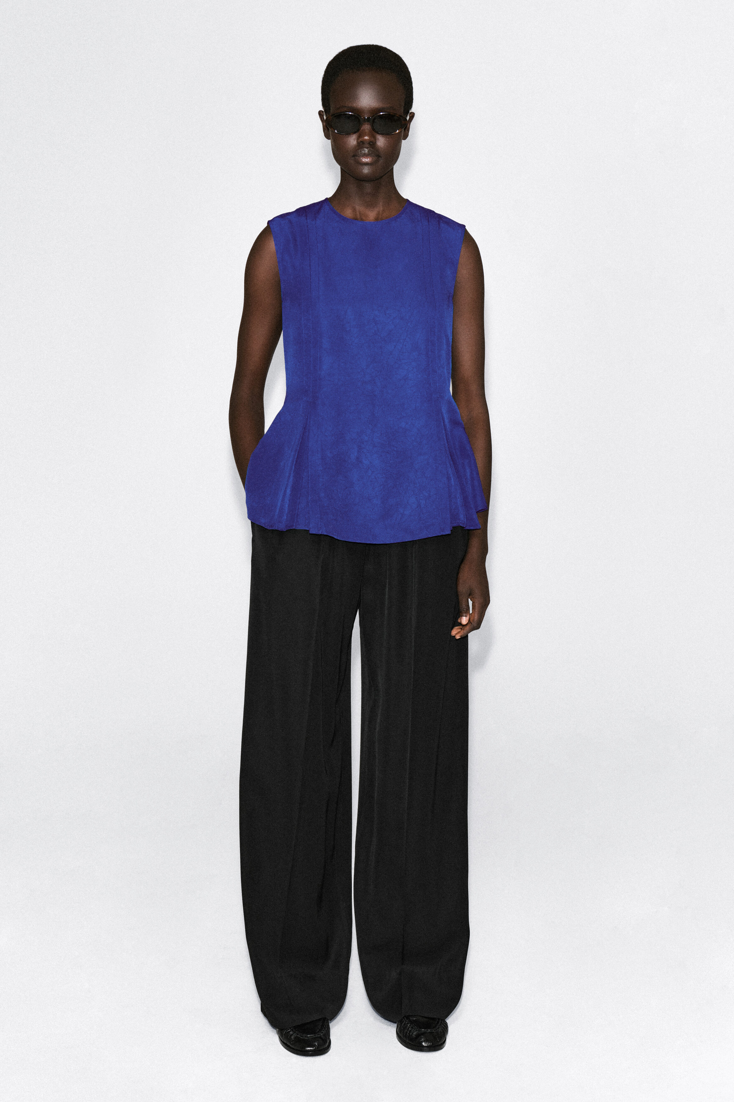 PLEATED PEPLUM TOP - COBALT BLUE | COS US