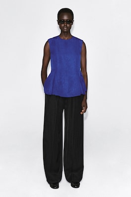 PLEATED PEPLUM TOP — COBALT BLUE 3