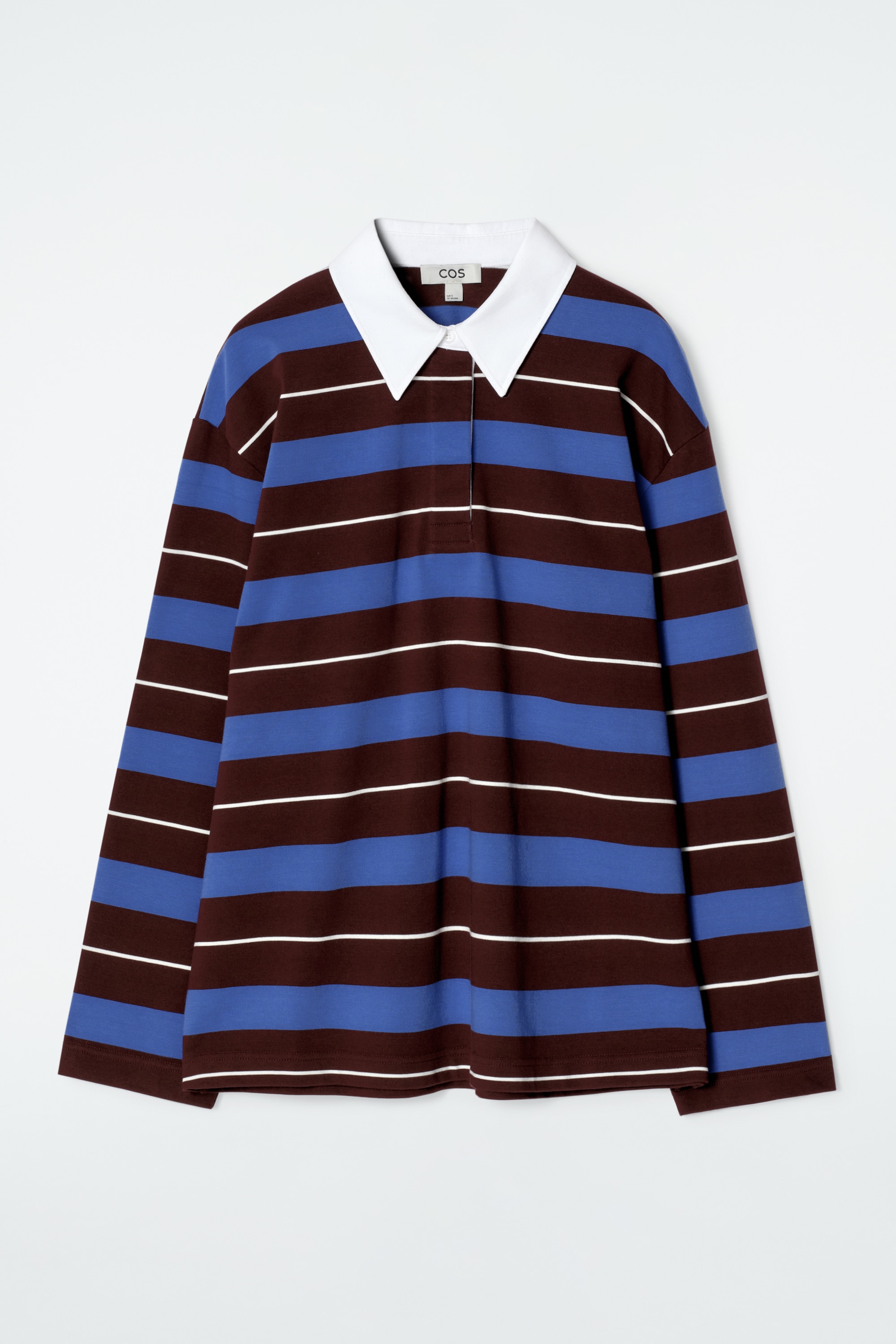 POLO A RIGHE A MANICHE LUNGHE - BORDEAUX / COBALTO / A RIGHE