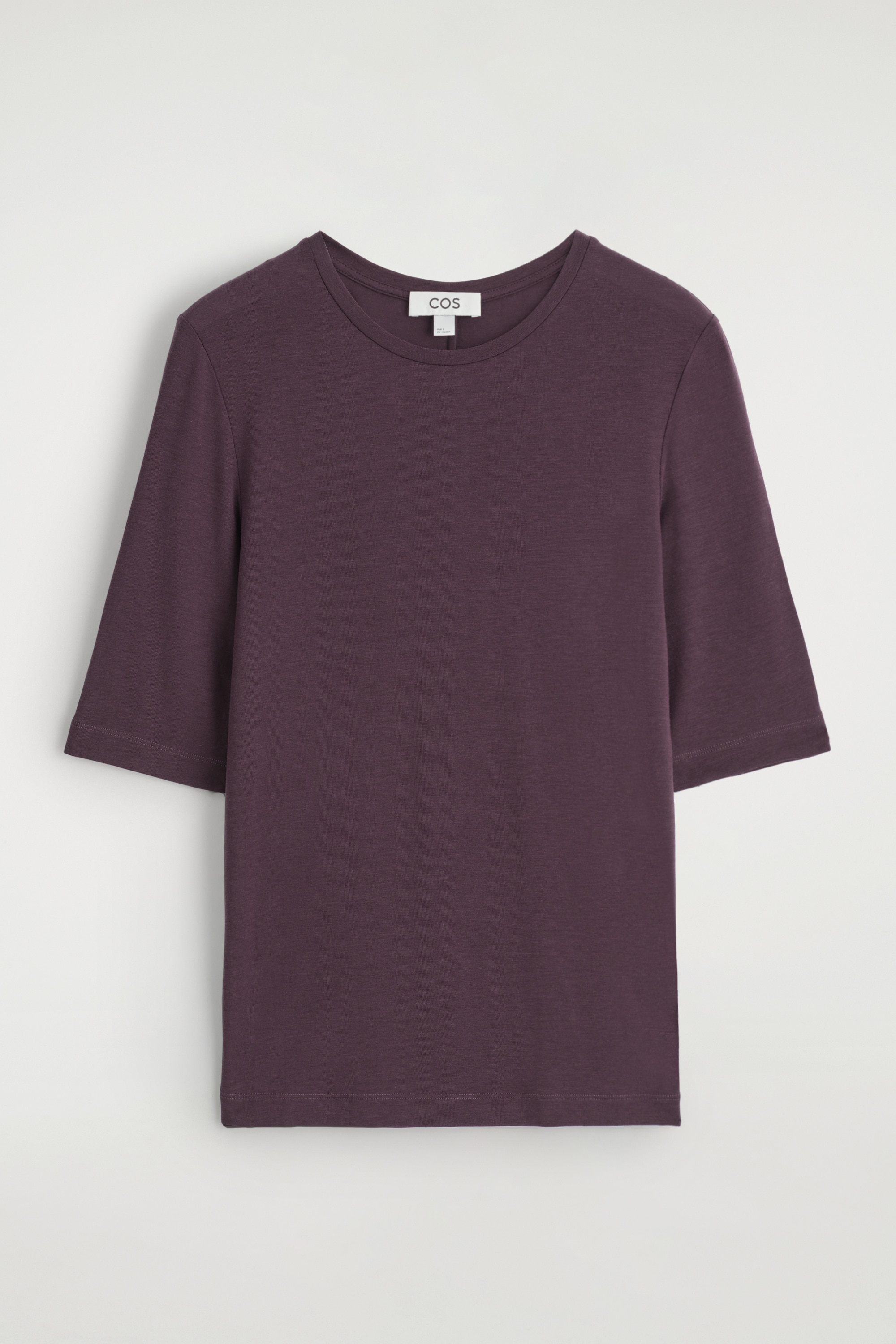 SLIM LIGHTWEIGHT T-SHIRT - BURGUNDY/LIGHT-BEIGE MÉLANGE/LIGHT PINK
