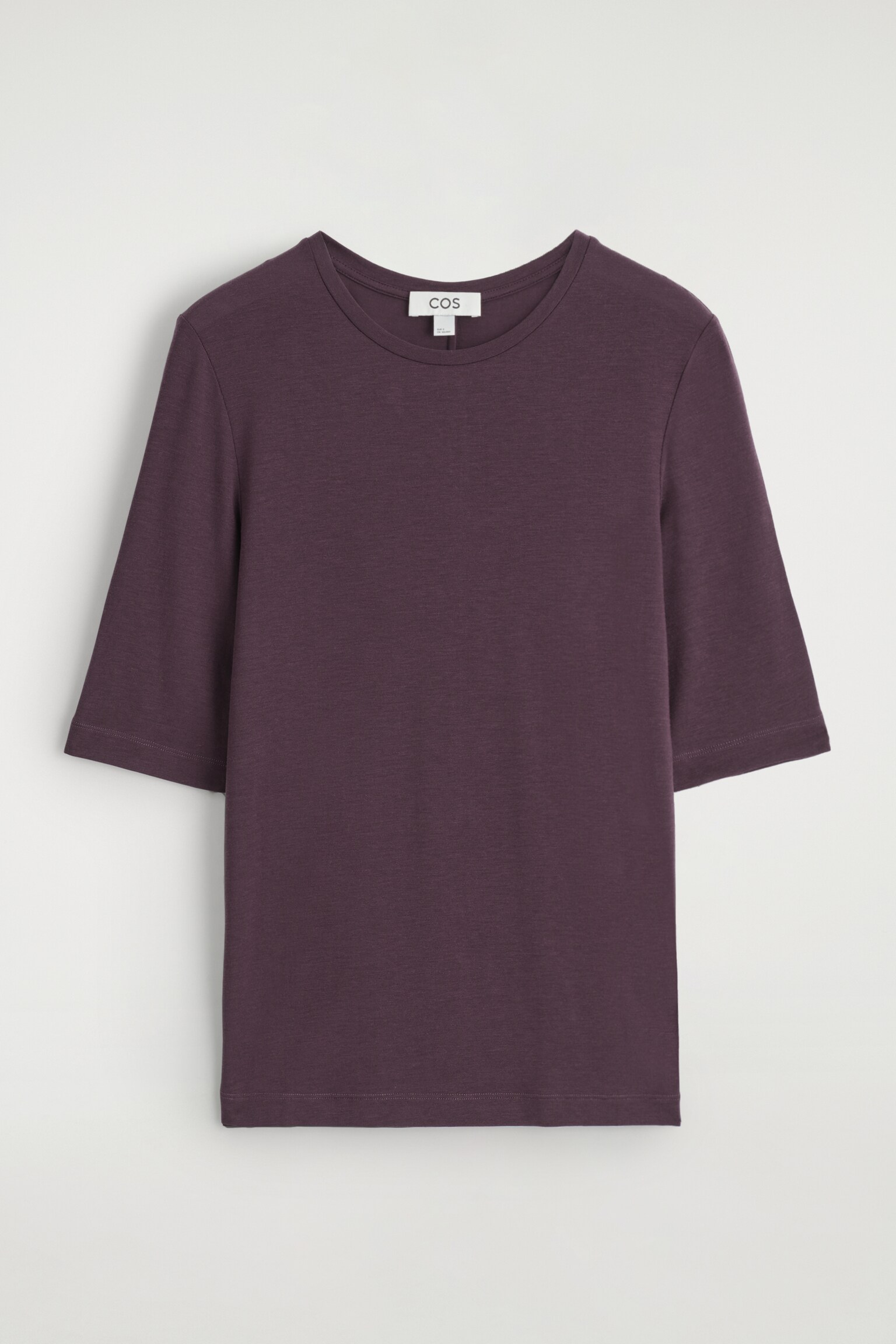 LEICHTES, SCHMAL GESCHNITTENES T-SHIRT - BURGUNDERROT/HELLBEIGE MELIERT/HELLROSA - 2